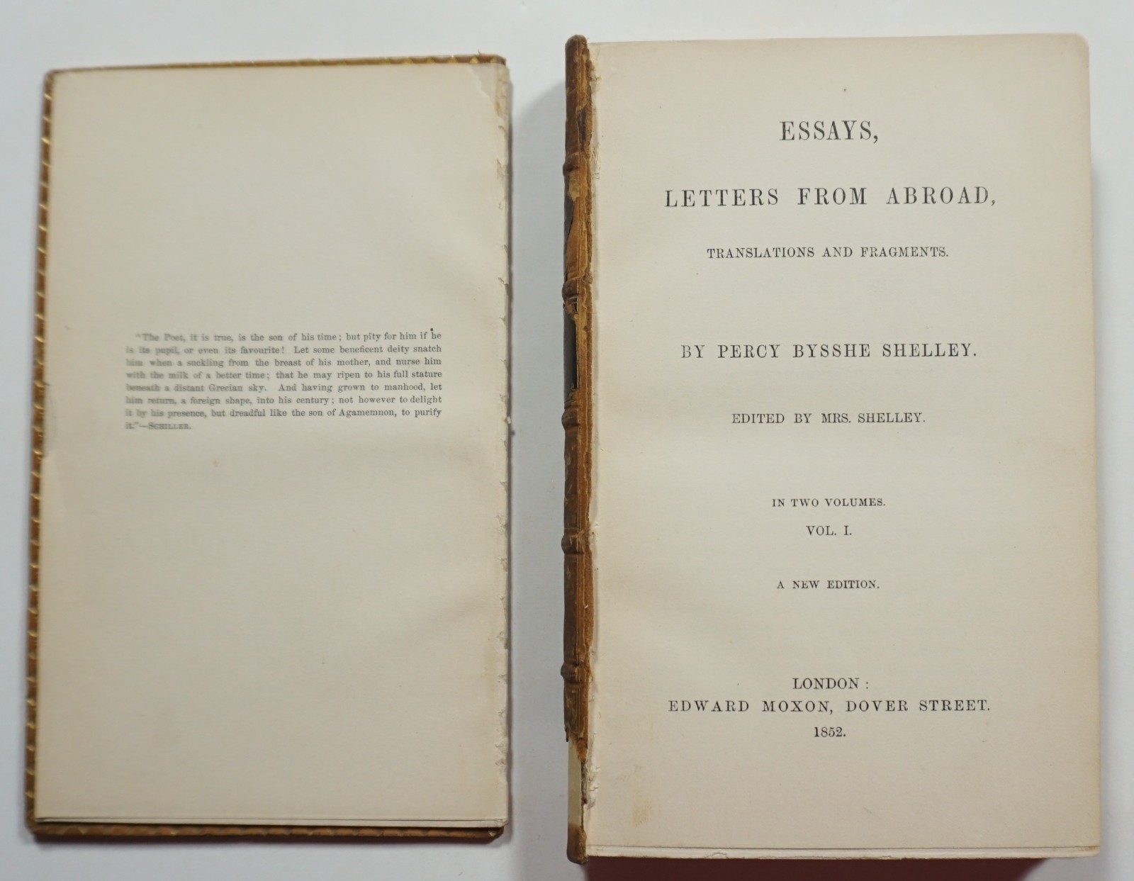 Essays, Letters from Abroad, Translations and Fragments 2 Vols 1852 Shelley