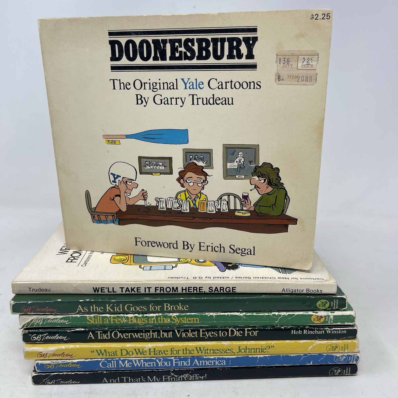 Lot of 8 Doonesbury Softcover Books G.B. Trudeau Vintage Yale Cartoons Classics