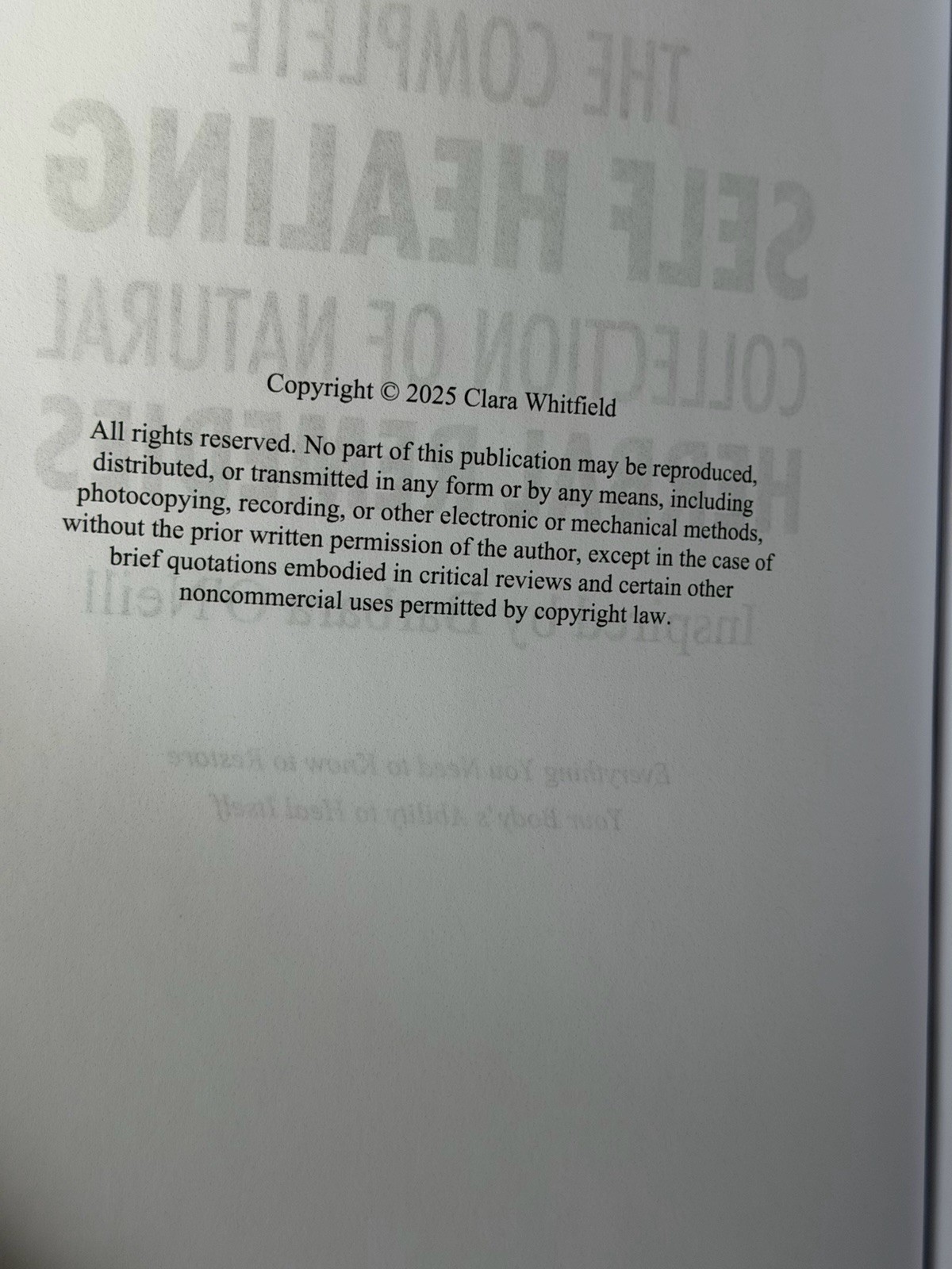 NEW Herbal Remedies Book Clara Whitfield Inspired by Barbara O’Neill 1000 Recipe