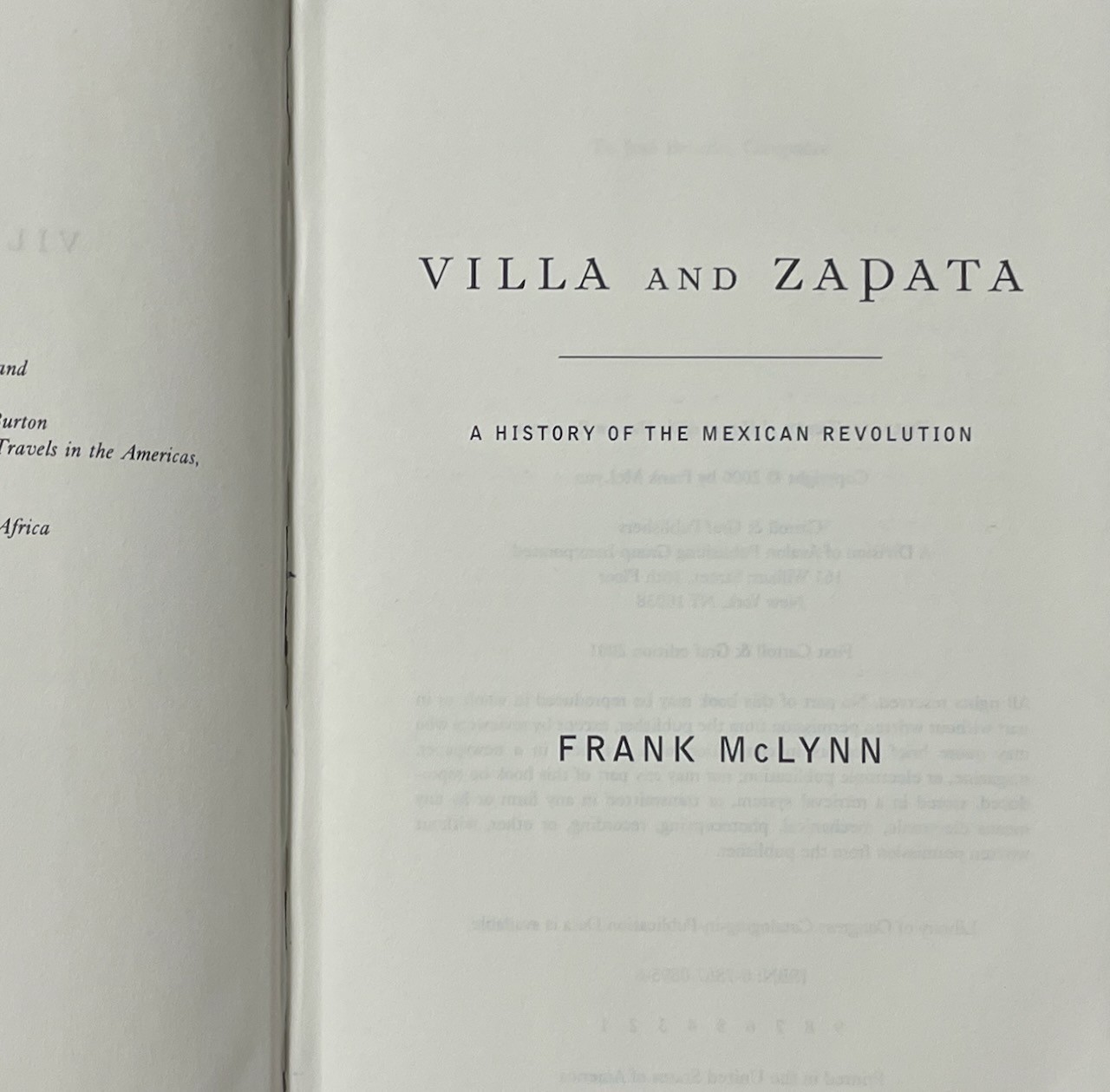 Villa and Zapata : A History of the Mexican Revolution / Frank McLynn / HC 2001