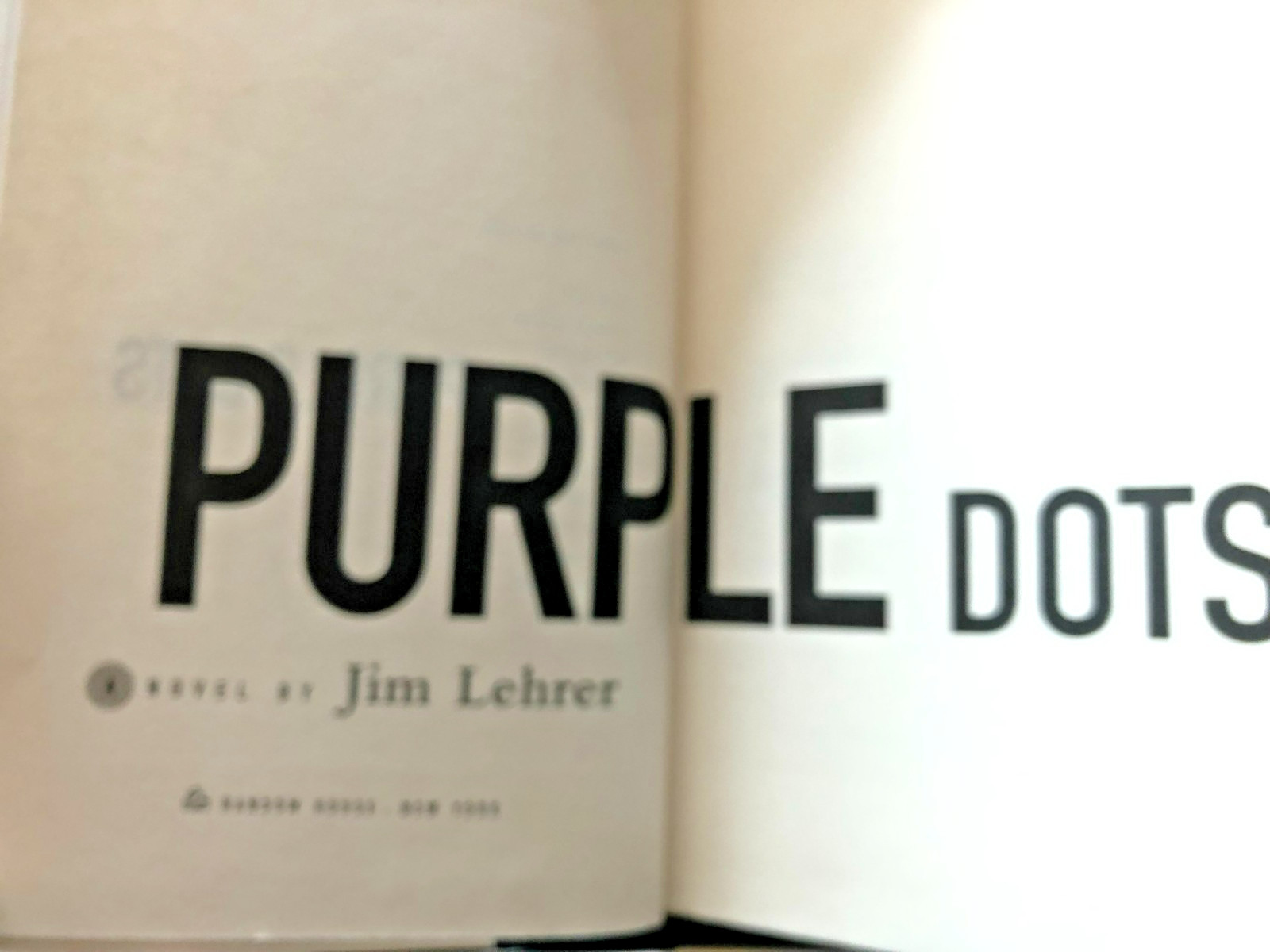 RARE! Purple Dots : A Novel by Jim Lehrer (1998, Hardcover) FINE w/JACKET