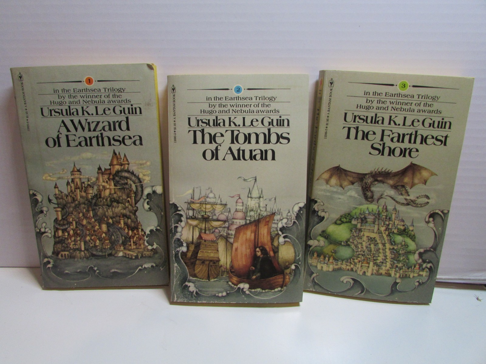 The Earthsea Trilogy by Ursula K Le Guin Paperback Books Bantam Edition 1977-78
