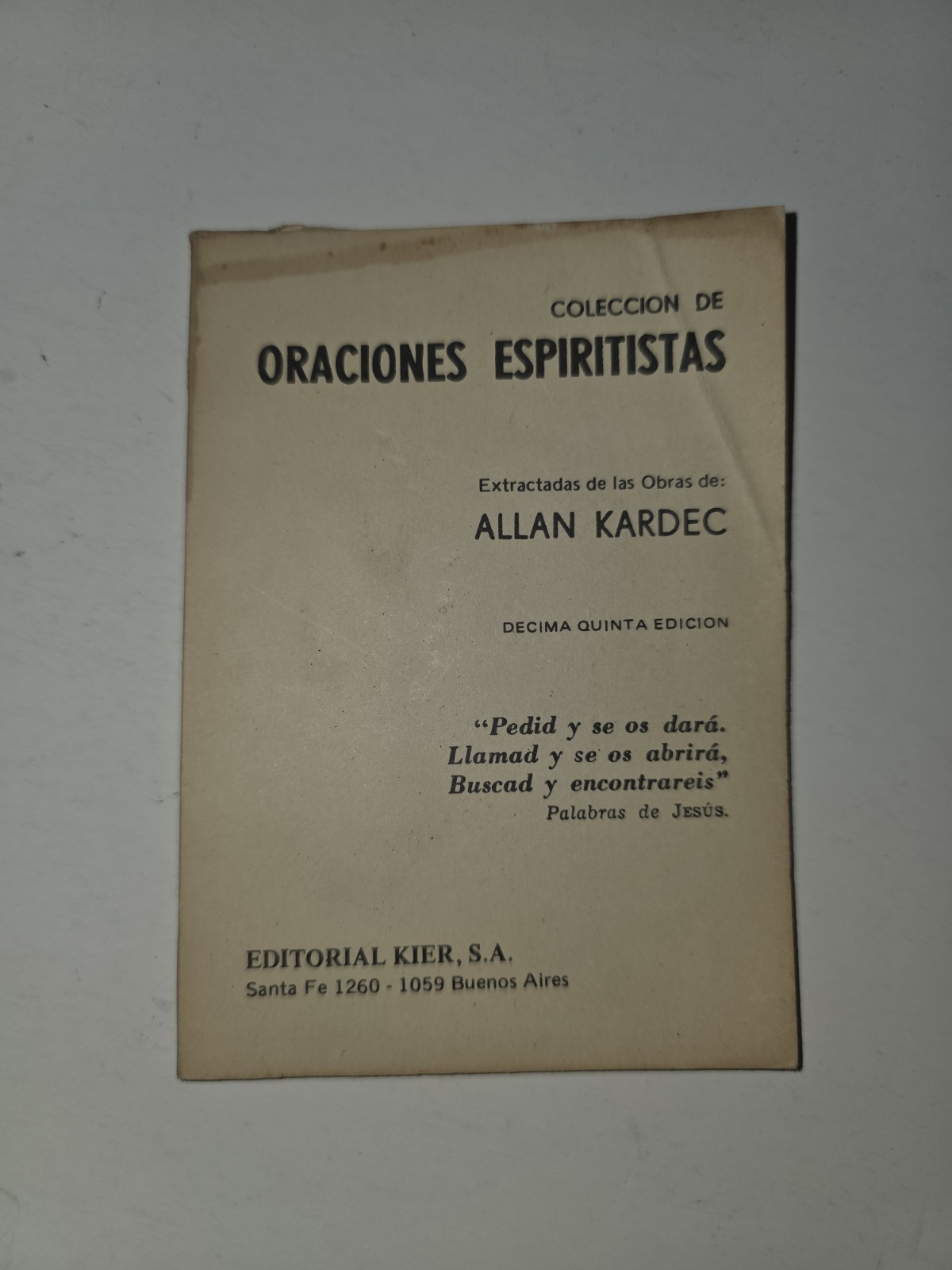 Vintage Oraciones Espiritistas Allan Kardec Spanish Booklet Editorial Kier 1987