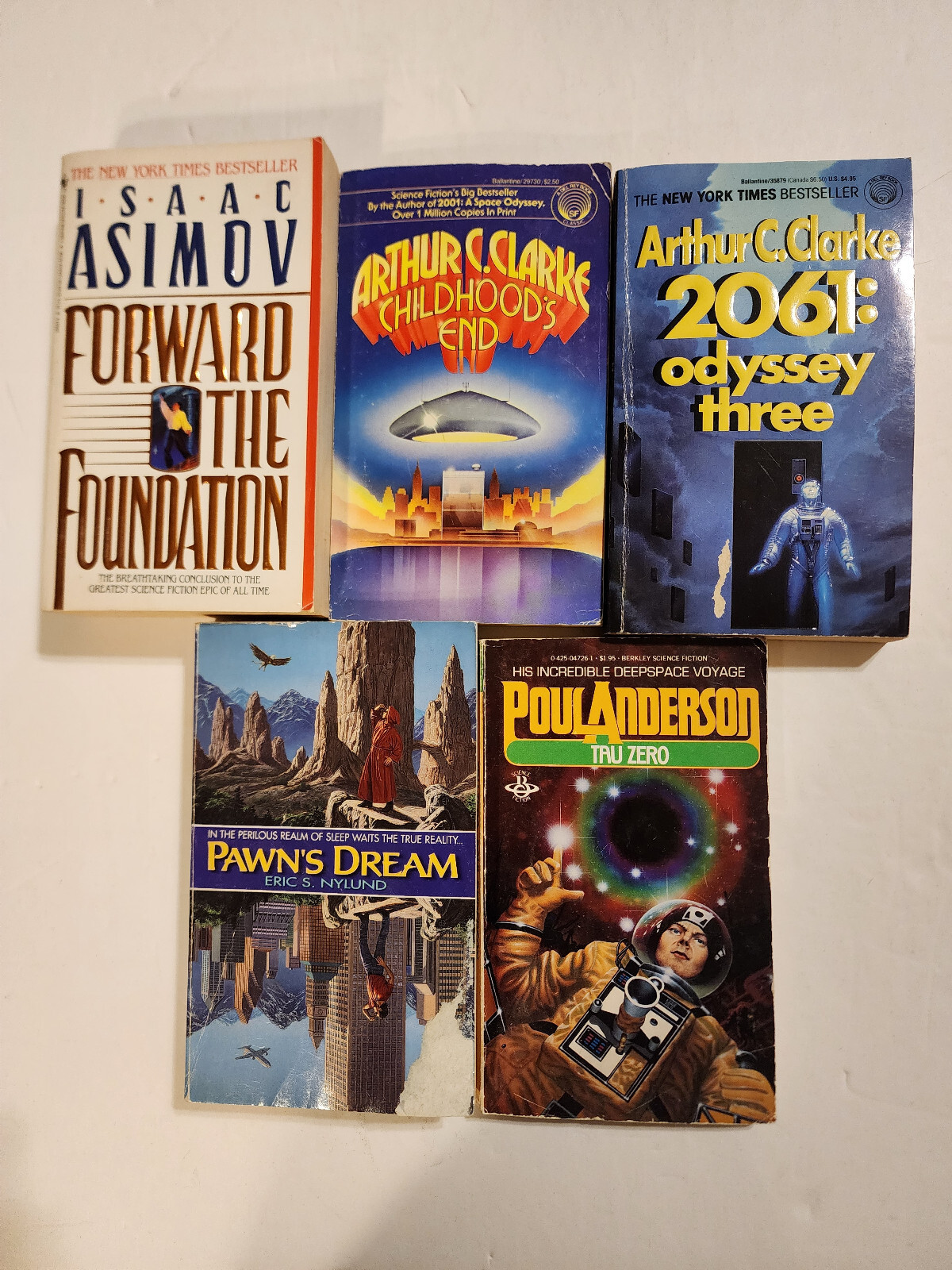 5 Vintage PB Science Fiction Lot: Asimov, Clarke, Nylund, Anderson