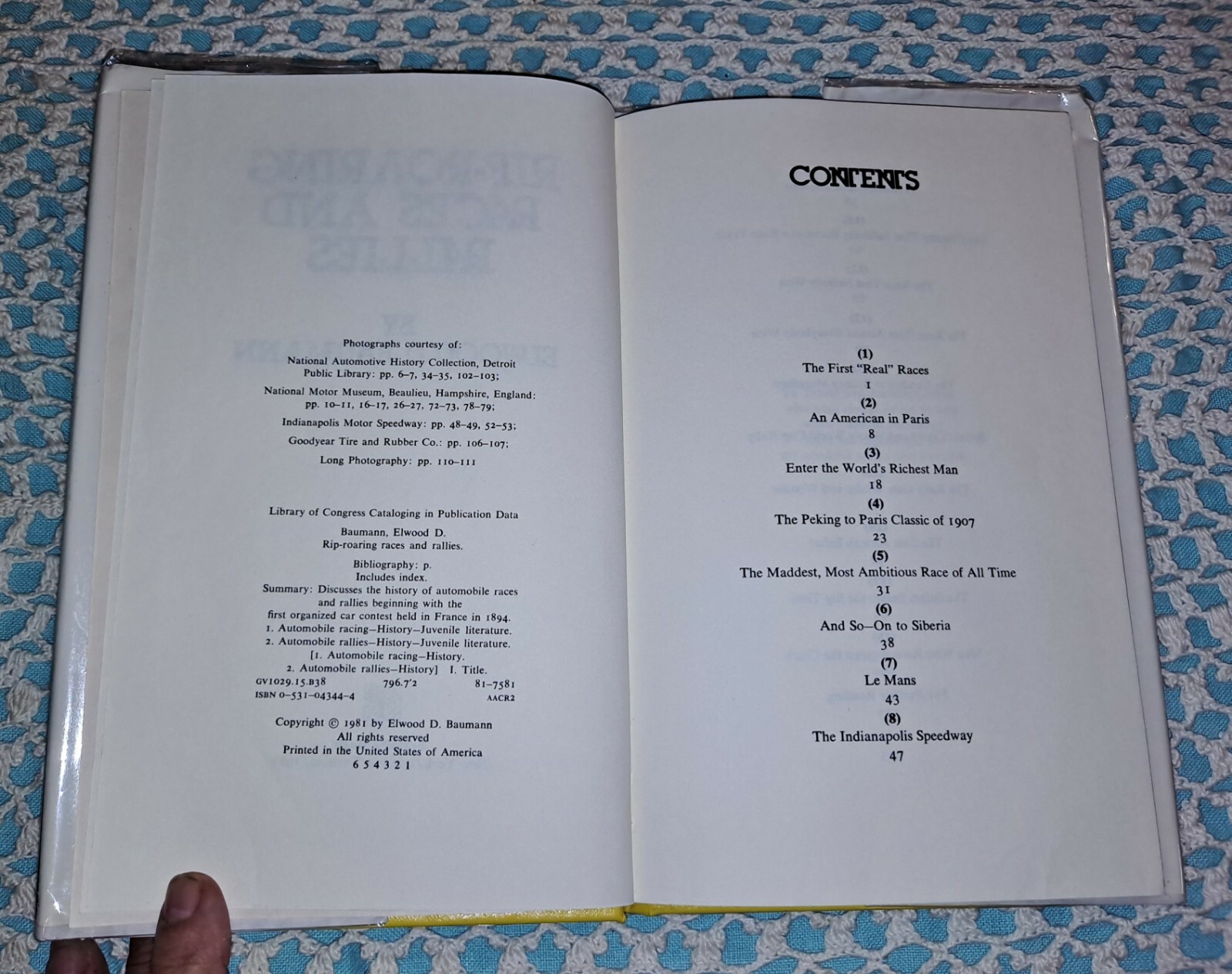 Rip-Roaring Races And Rallies by Elwood D. Baumann, 1981, HC w/ DJ, 118 Pages