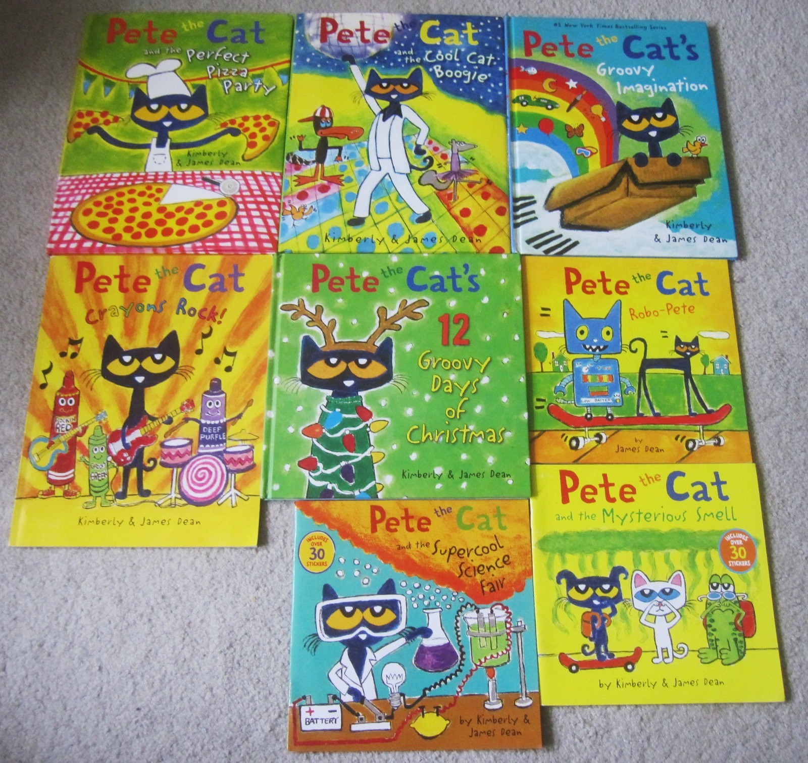 PETE THE CAT LOT OF 9 BOOKS: HC / SC PICTURE BOOKS by JAMES DEAN NICE!