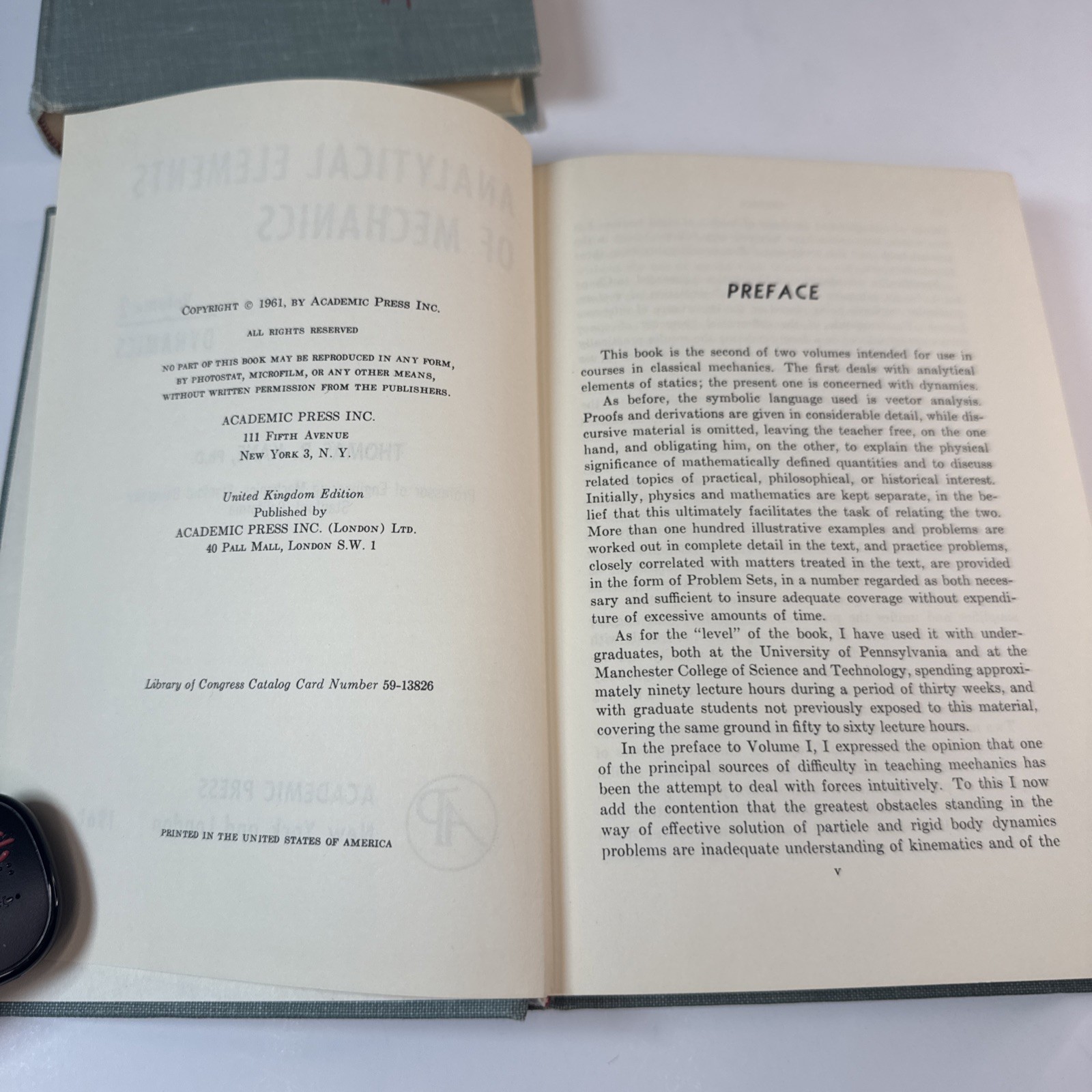 ANALYTICAL ELEMENTS OF MECHANICS: DYNAMICS (Vol 1 & 2) By Thomas R. Kane 1st HB