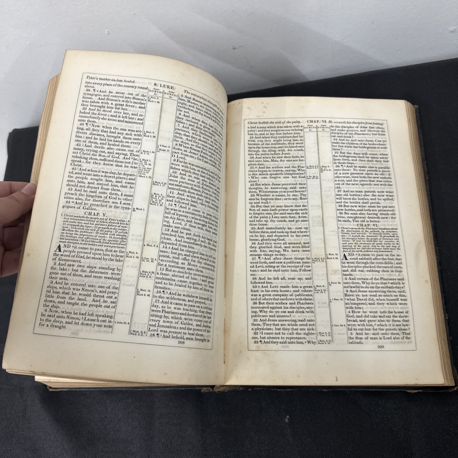 Rare 1800s BIBLE NEW YORK AMERICAN BIBLE SOCIETY 1846 Black Leather Vintage