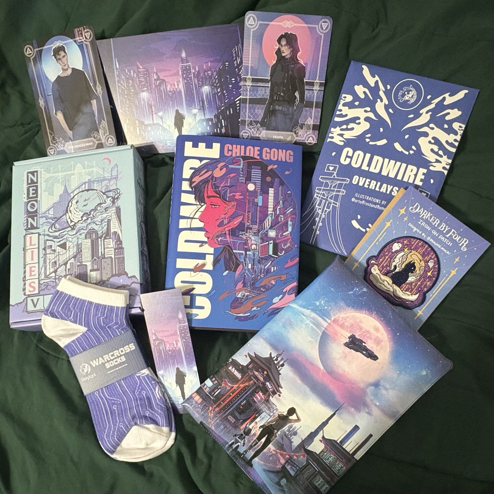 Fairyloot YA December 2025 Coldwire by Chloe Gong Book Vase Overlays Socks Tarot