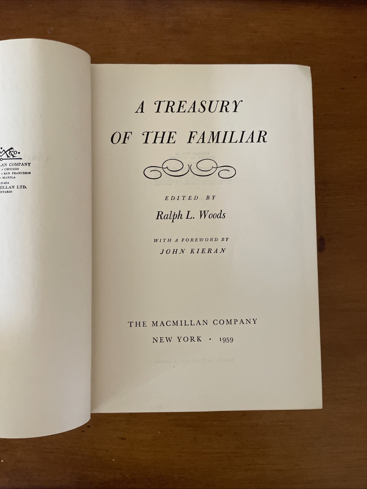 A Treasury of the Familiar by Ralph Woods HC no dust jacket 1961 15th Printing