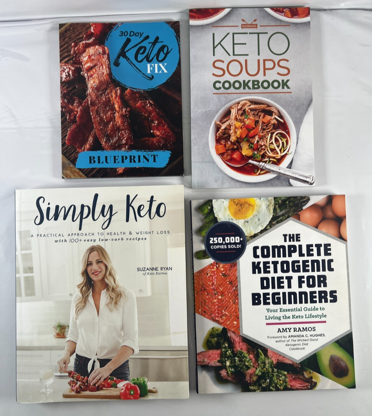 Lot of 4 Keto Cookbooks and Guide – Simply Keto, Soup, Beginners, Keto Fix