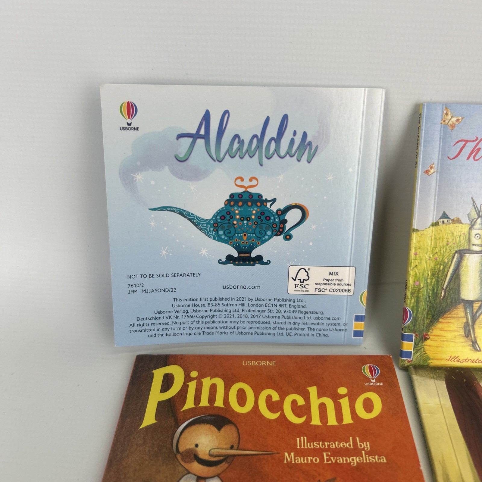 SET Of 7 USBORNE Children’s Fairy Mini-Books Wizard Of Oz, Aladdin, Snow White..