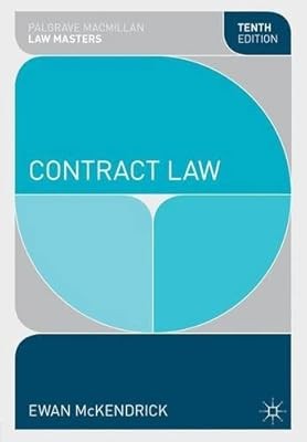 Contract Law (Palgrave Macmillan Law Masters), McKendrick, Ewan, Used; Good Book
