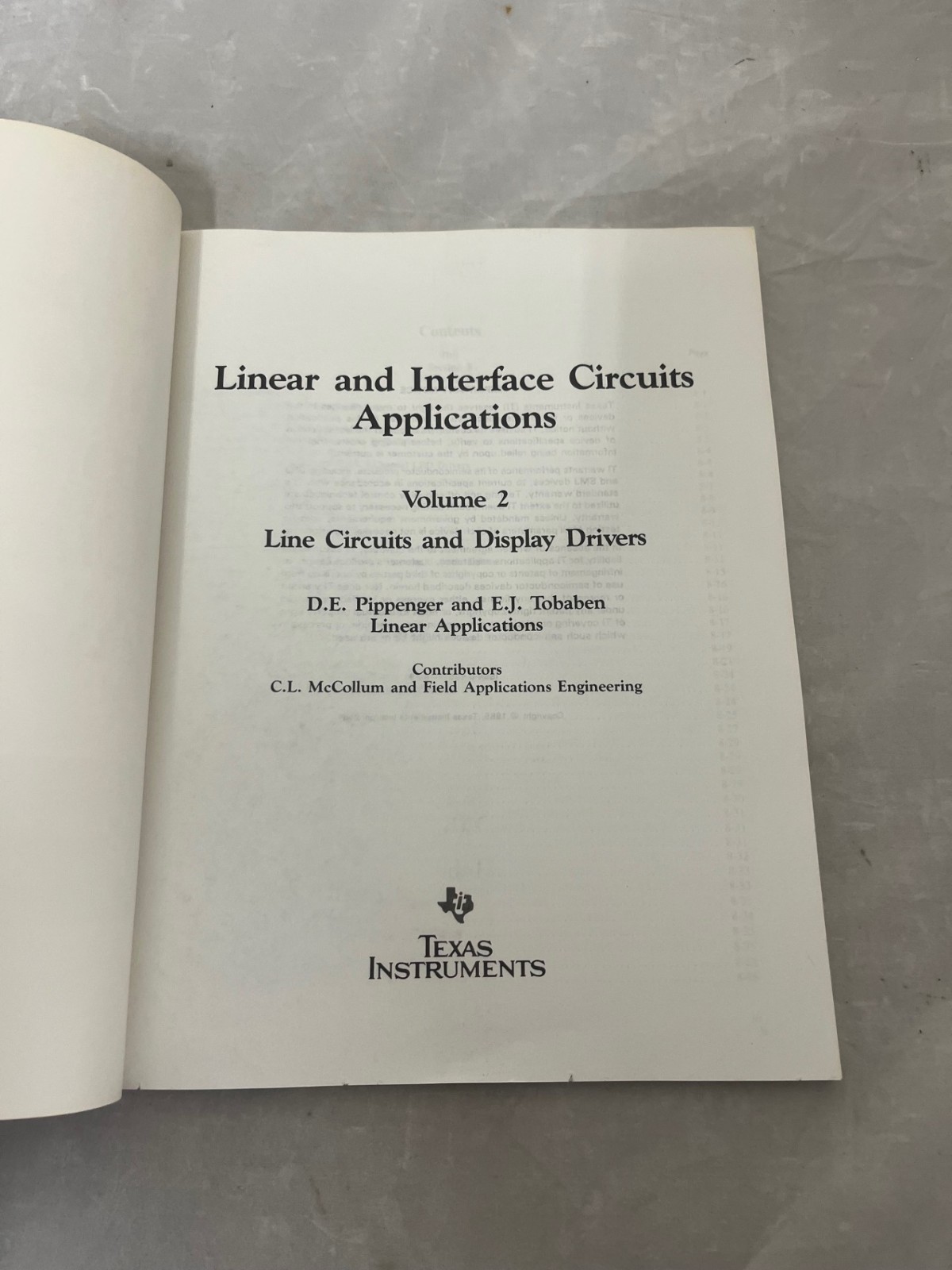 Linear and Interface Ciruits Applications 1985: Volume 2, Texas Instruments