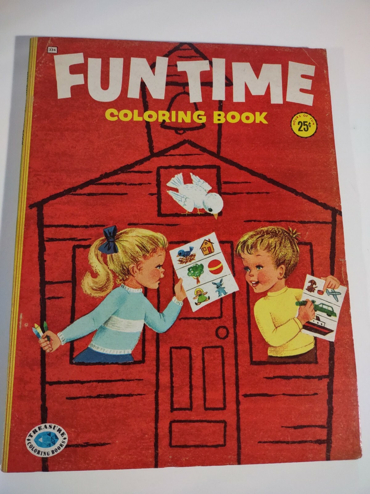 1959 FUN TIME Coloring Book #336 Treasure Coloring Books UNCOLORED 60+ pages.