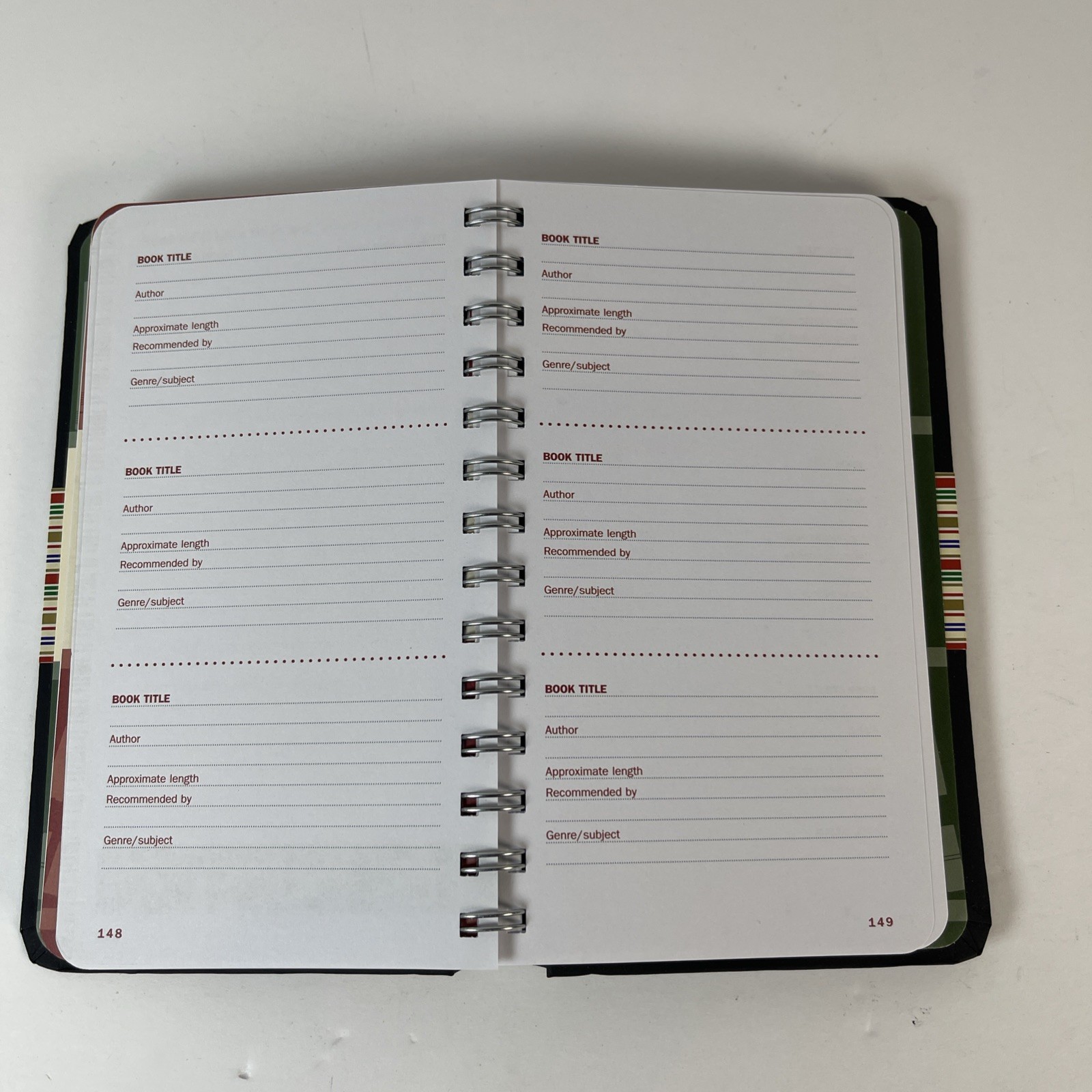 The Book Lover’s Journal: My Personal Reading Record (Hardback Spiral) 216 Pages