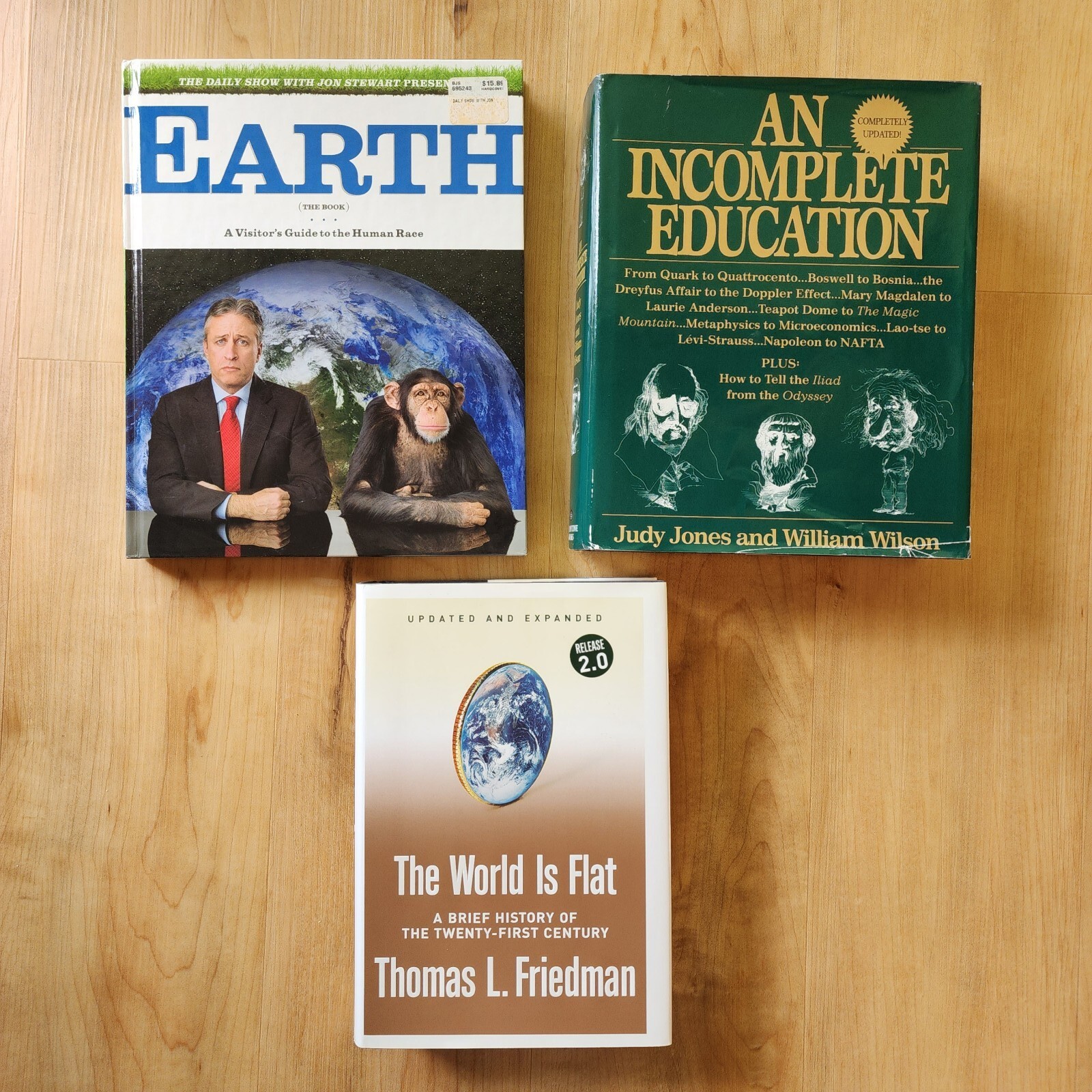 Non-Fiction Book Lot 3: Earth (The Book), An Incomplete Education, World is Flat