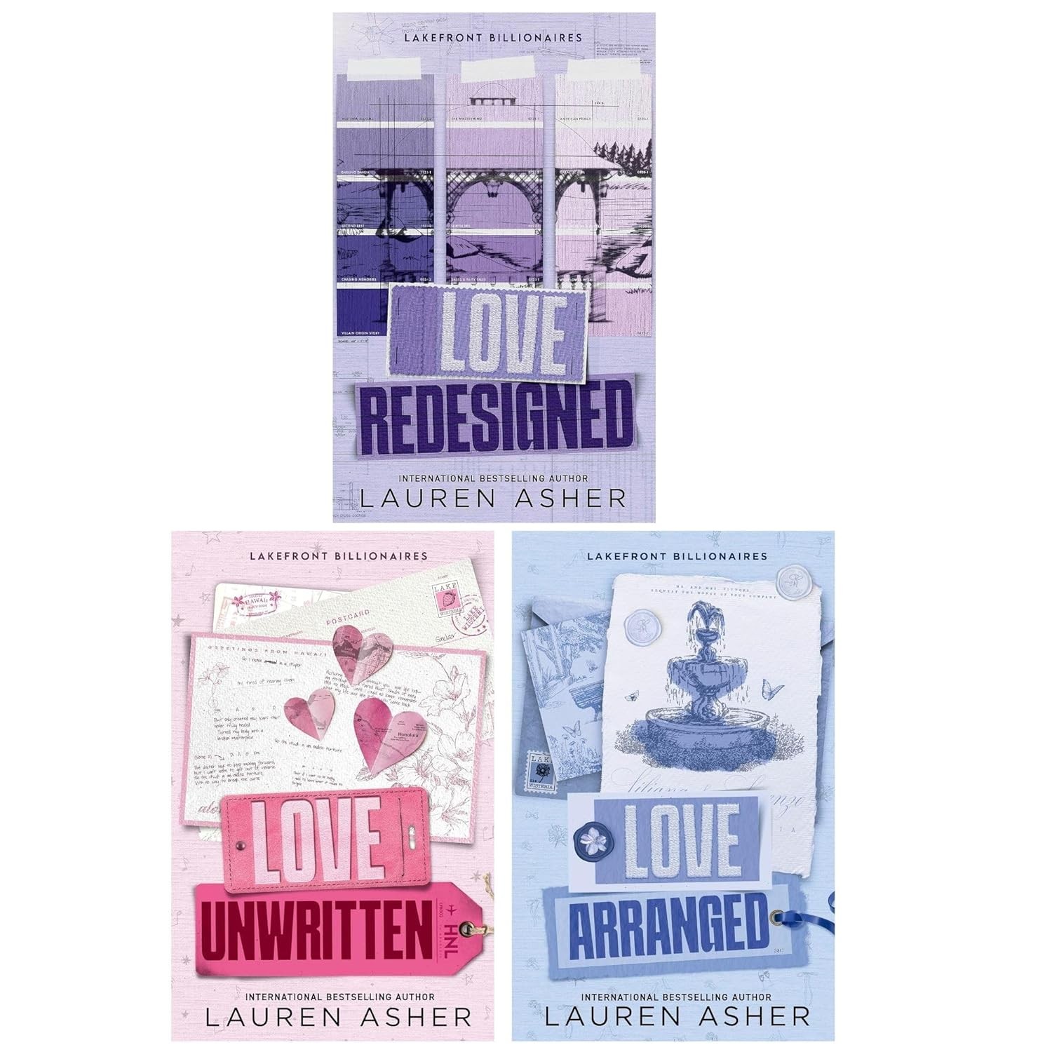Lakefront Billionaires 3 Book Seriesby Lauren Asher Redesigned,Unwritten,Arrange