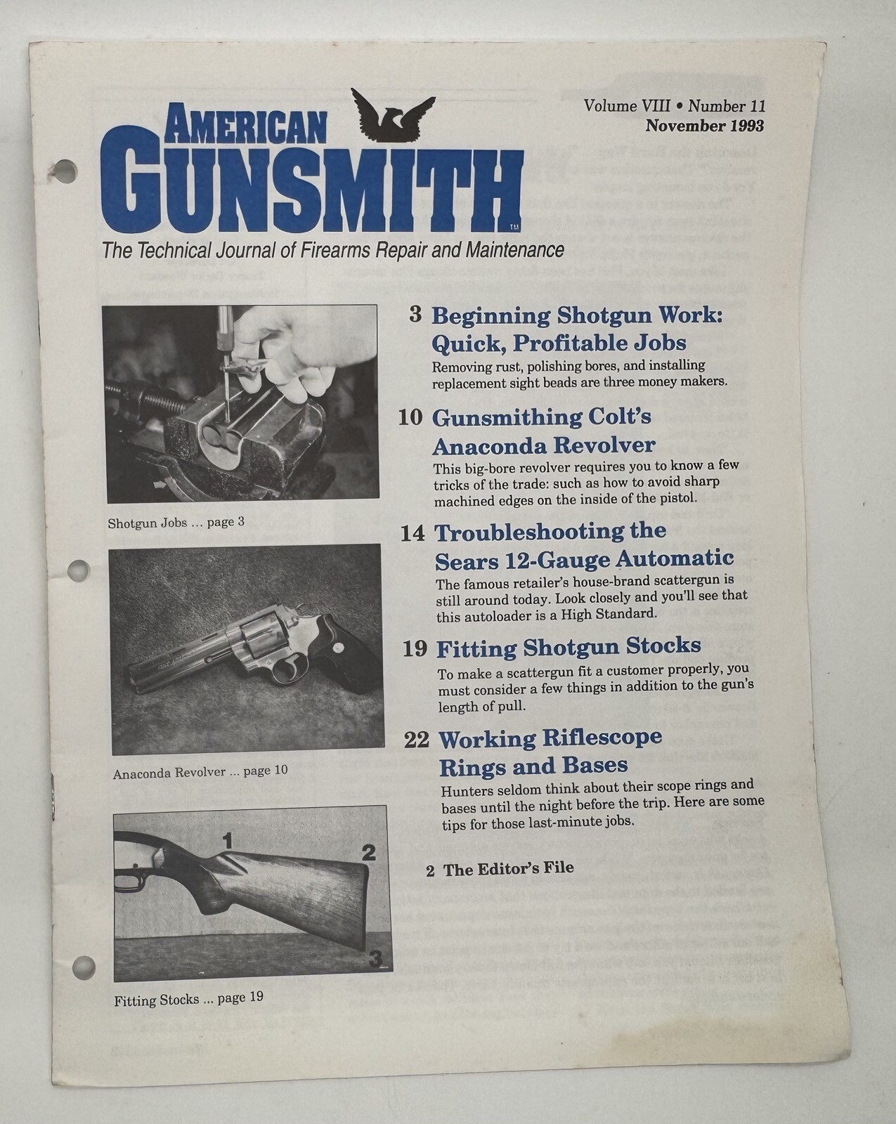 American Gunsmith Nov 1993 Vol VIII No 11 Gunsmithing Colt’s Anaconda
