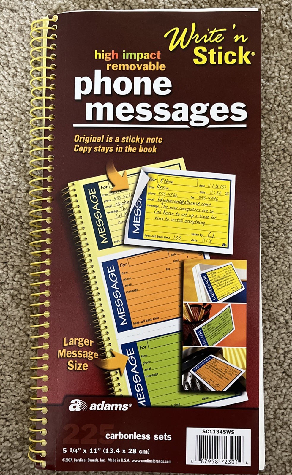 Spiral Bound Note Taking Books Phone Message Write ‘N Stick Management Vintage
