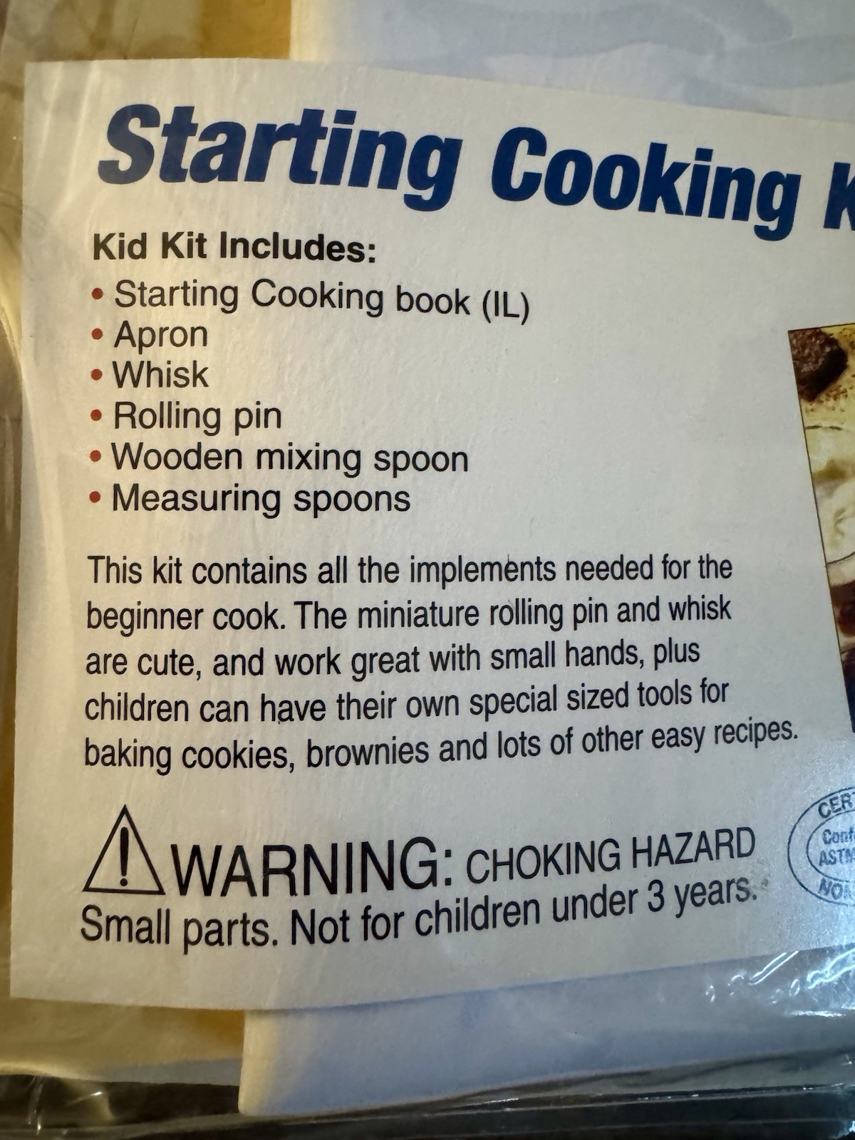 Usborne Books Kid Kit STARTING COOKING, EDC Publishing, New In Package (ages 5+)