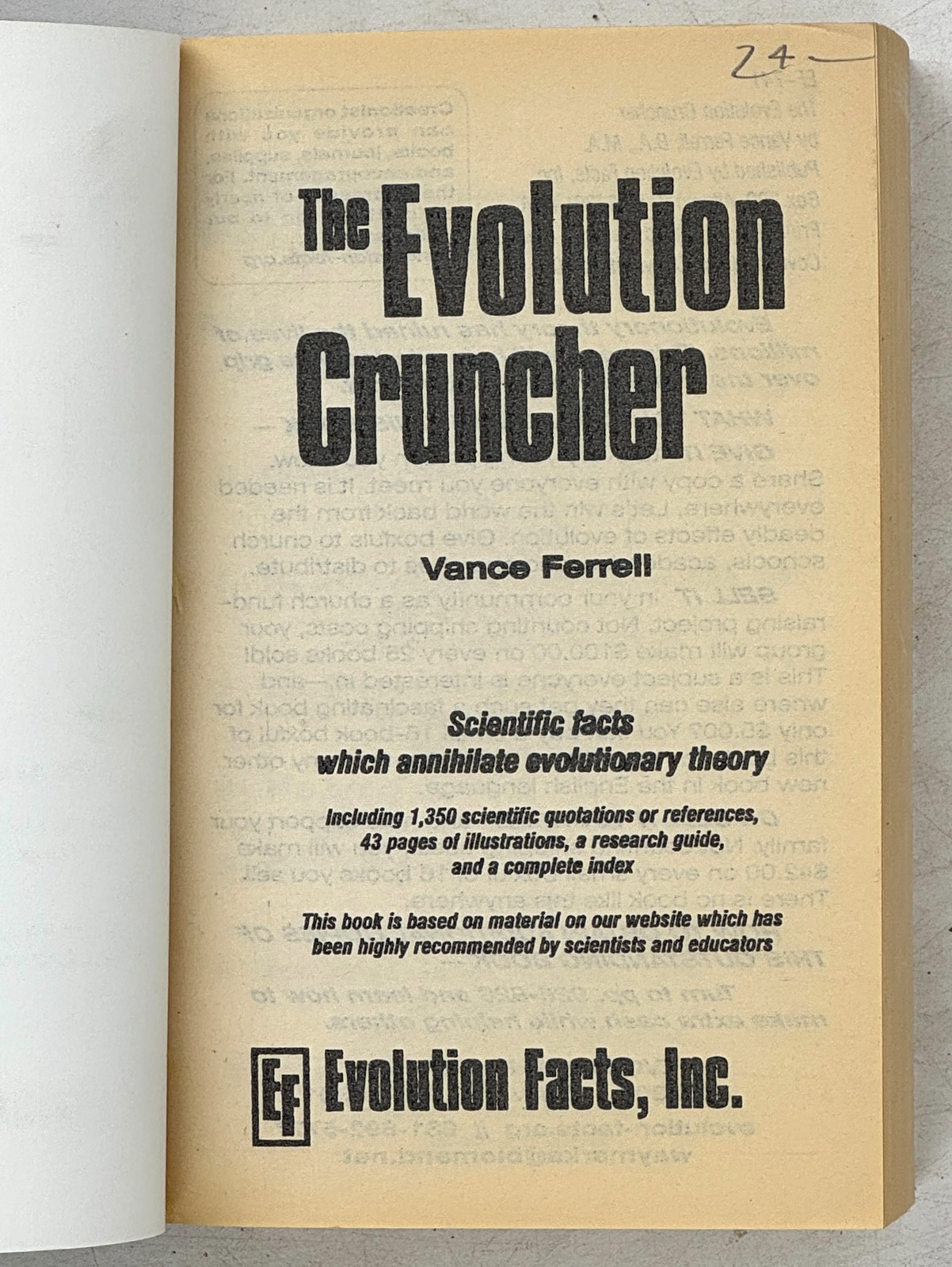 2001 VANCE FERRELL. The Evolution Cruncher PB VG