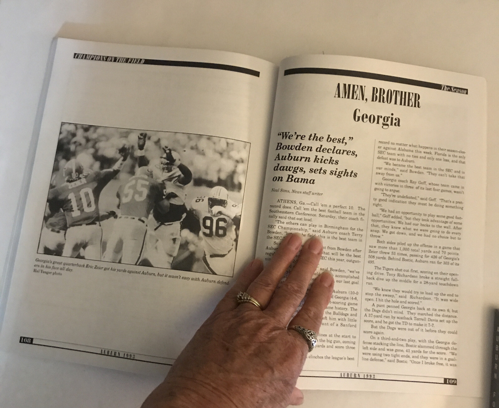 Champions on the Field: Undefeated Season Lauches Bowden Era 127 Pages 1993. B30
