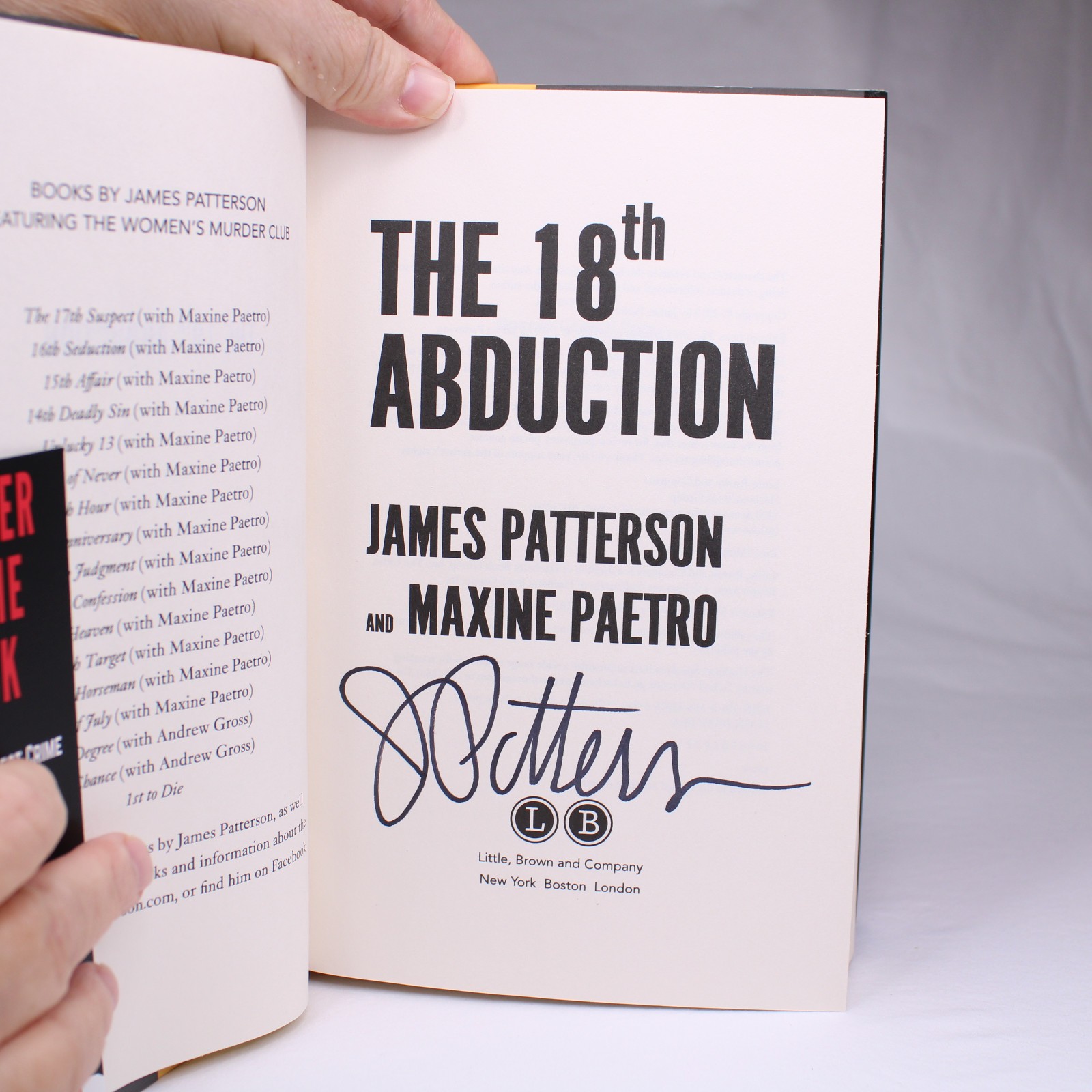 SIGNED 18th Abduction by James Patterson and Maxine Paetro 2019 1st Ed HB DJ