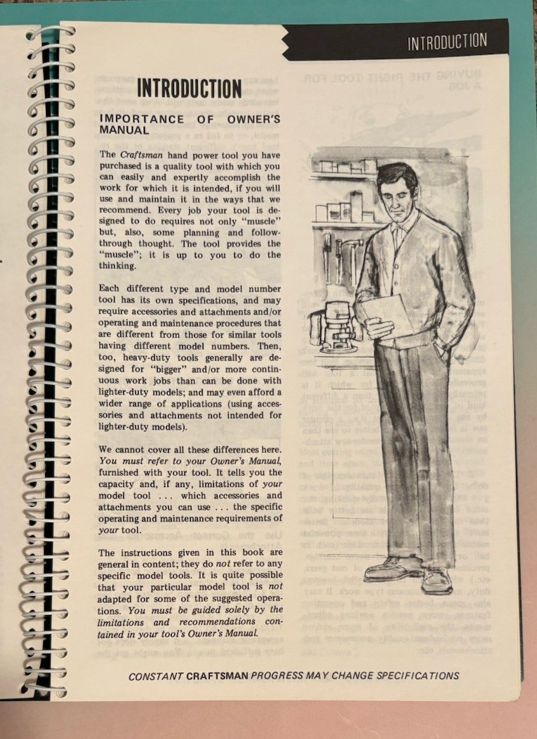 SEARS Power Tool Know How ROUTER Spiral Craftsman Handbook 9-2949–1985