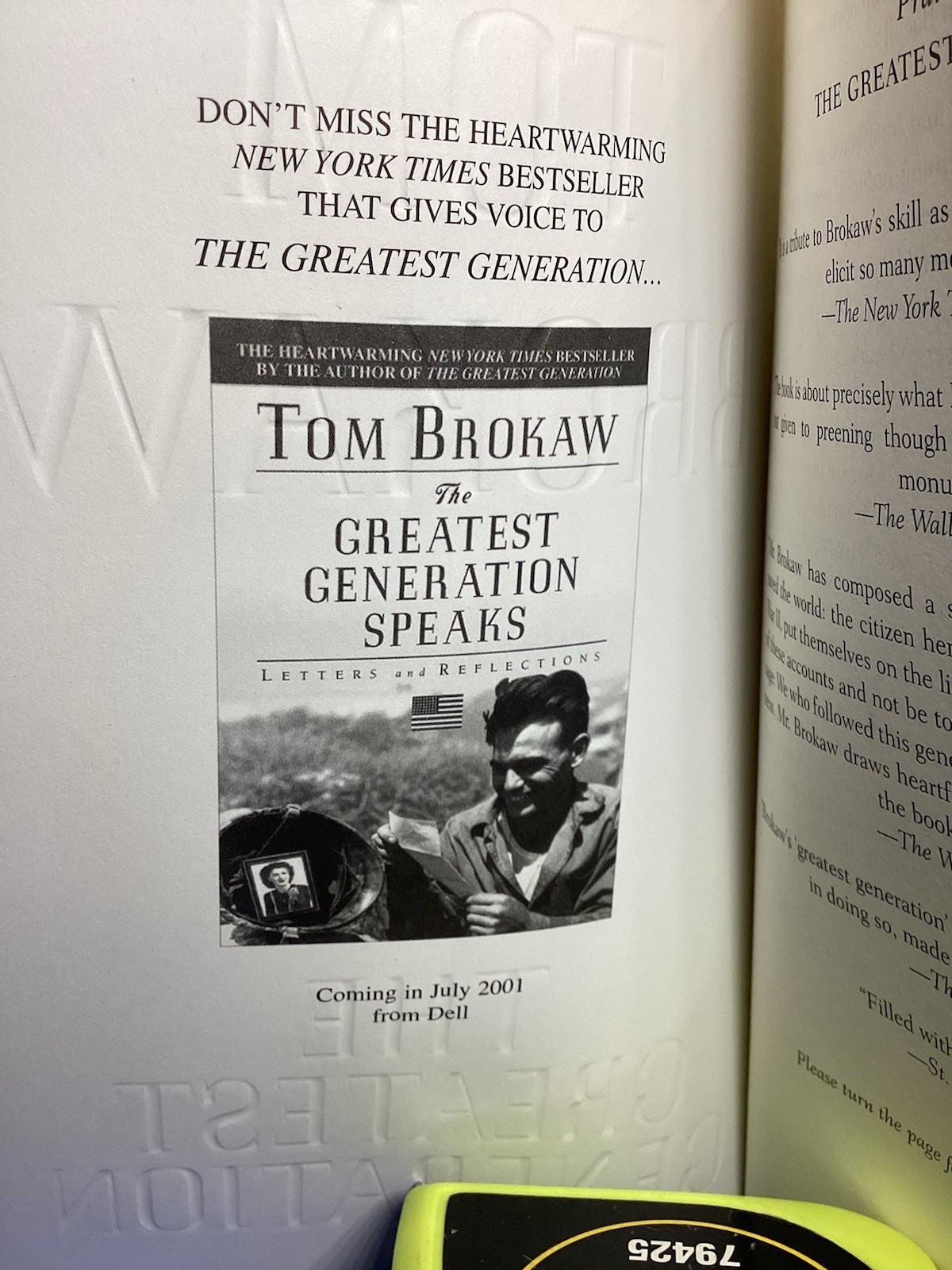 The Greatest Generation Tom Brokaw Published By Dell 412 Pages #1 Bestseller