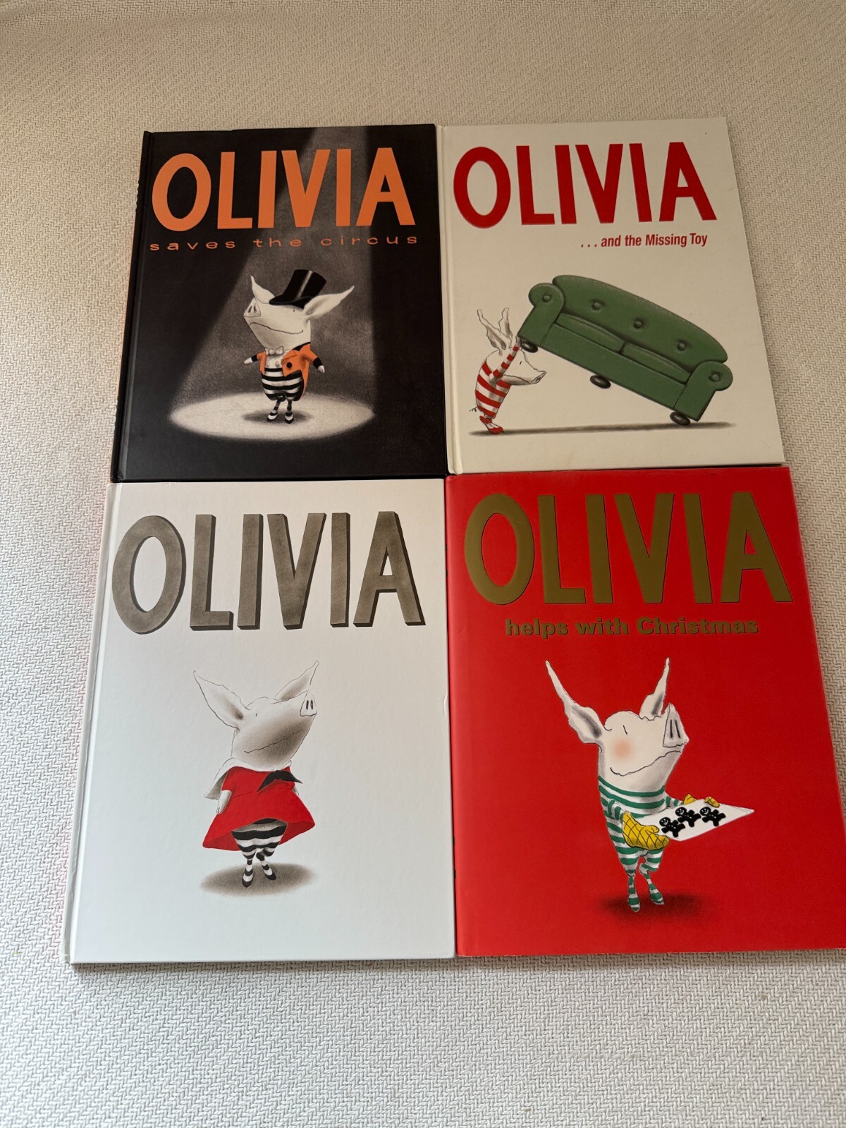Olivia Hardcover Books Lot of 4 Christmas Circus Missing Toy