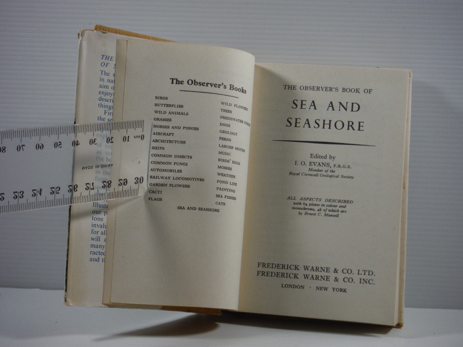 The Observer’s Book of Sea and Seashore hardcover by I O Evans 1962 vintage DJ