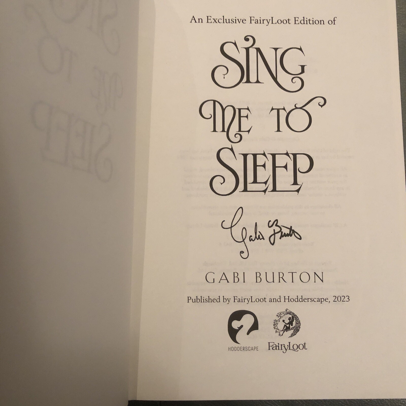 Sing Me to Sleep by Gabi Burton (2023, Signed, FairyLoot Edition)