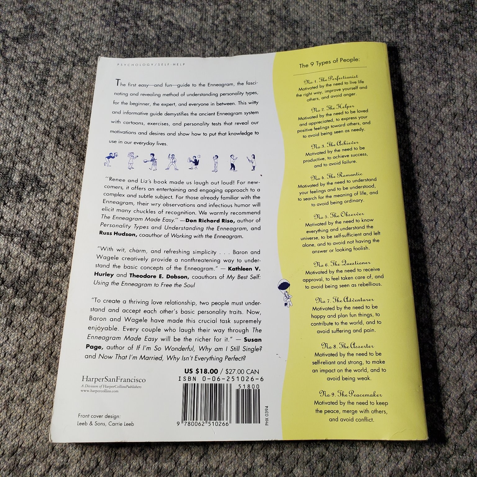The Enneagram Made Easy Baron Wagele 1994 1st Ed Psychology Self-Help HarperSF