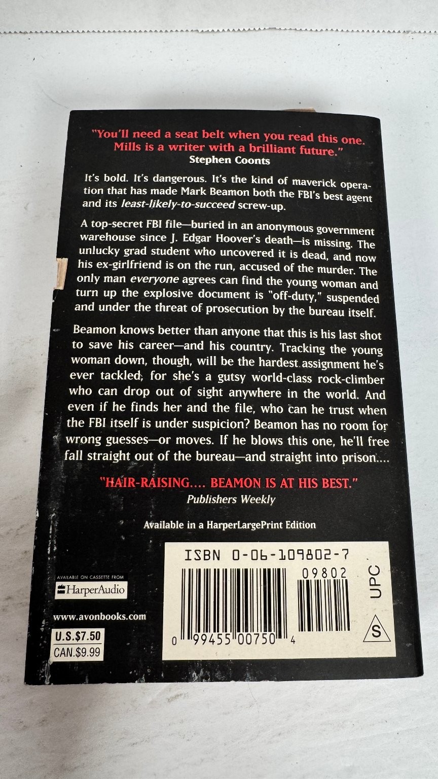 Free Fall Kyle Mills 2001 First Paperback Printing Thriller Avon Books
