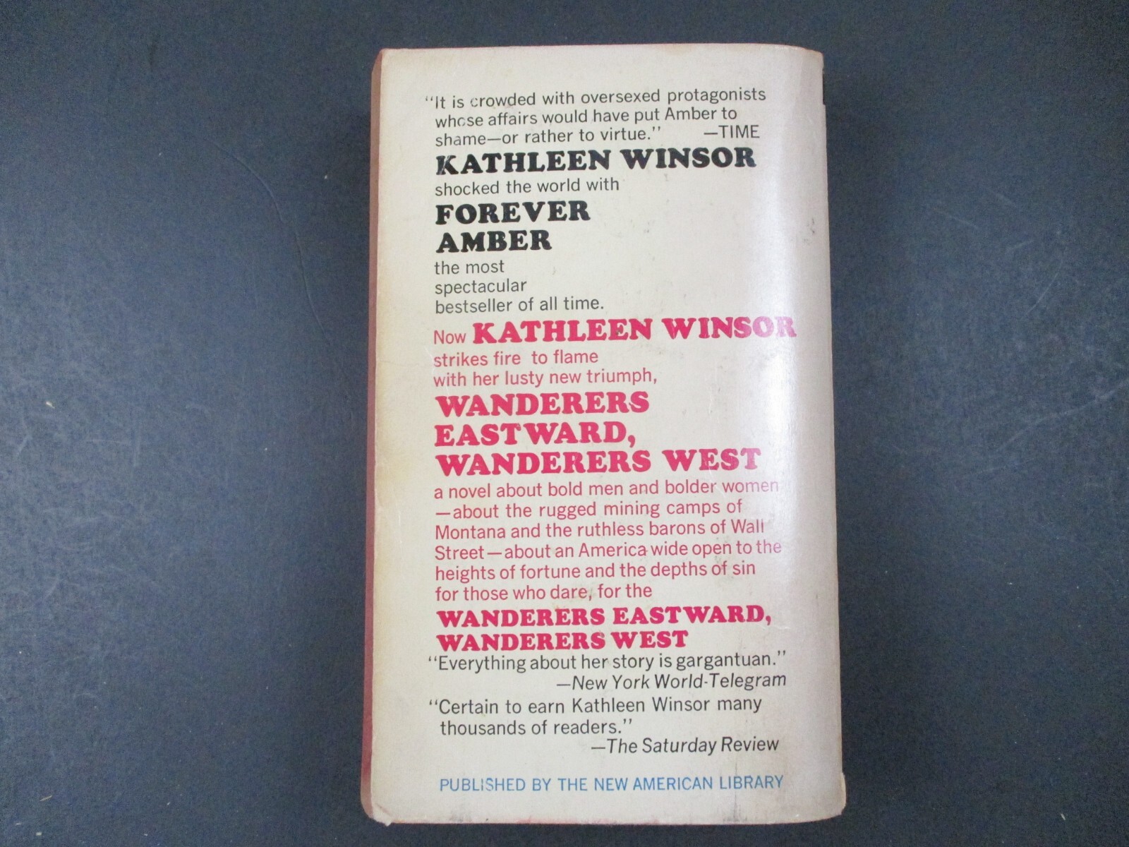 Wanderers Eastward, Wanderers West by Kathleen Winsor Signet Book 1966 PB #GGA