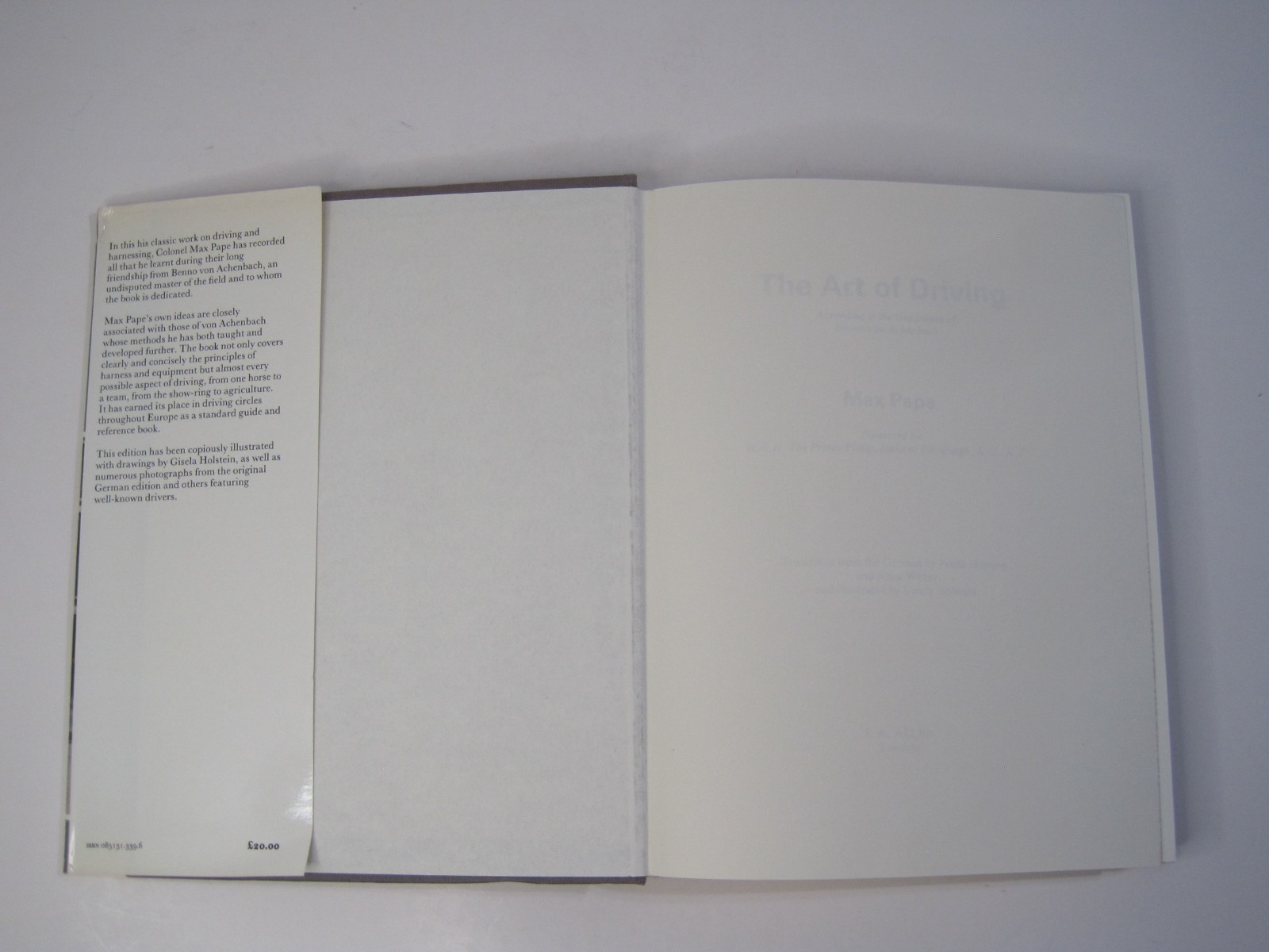 The Art of Driving by Max Pape – HC 1988 – Driving of Horse-Drawn Vehicles