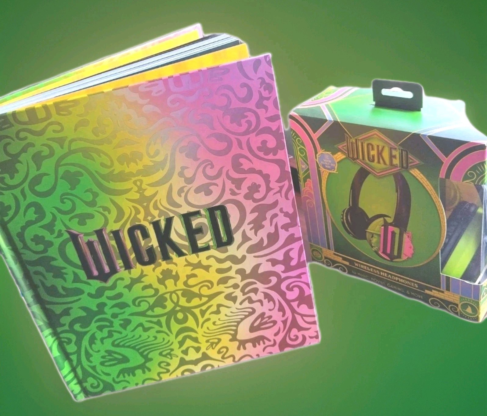 Wicked Headphones and The Official Visual Companion Picture Book Combo Set New