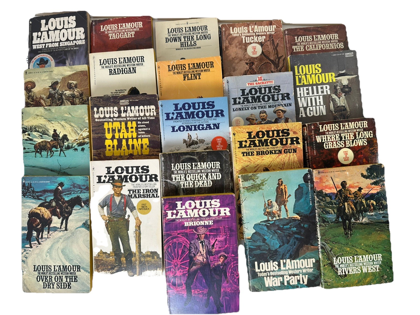Lot of 21 Vintage Louis L’Amour Western Paperbacks Bantam Books Mixed 70’s/80’s