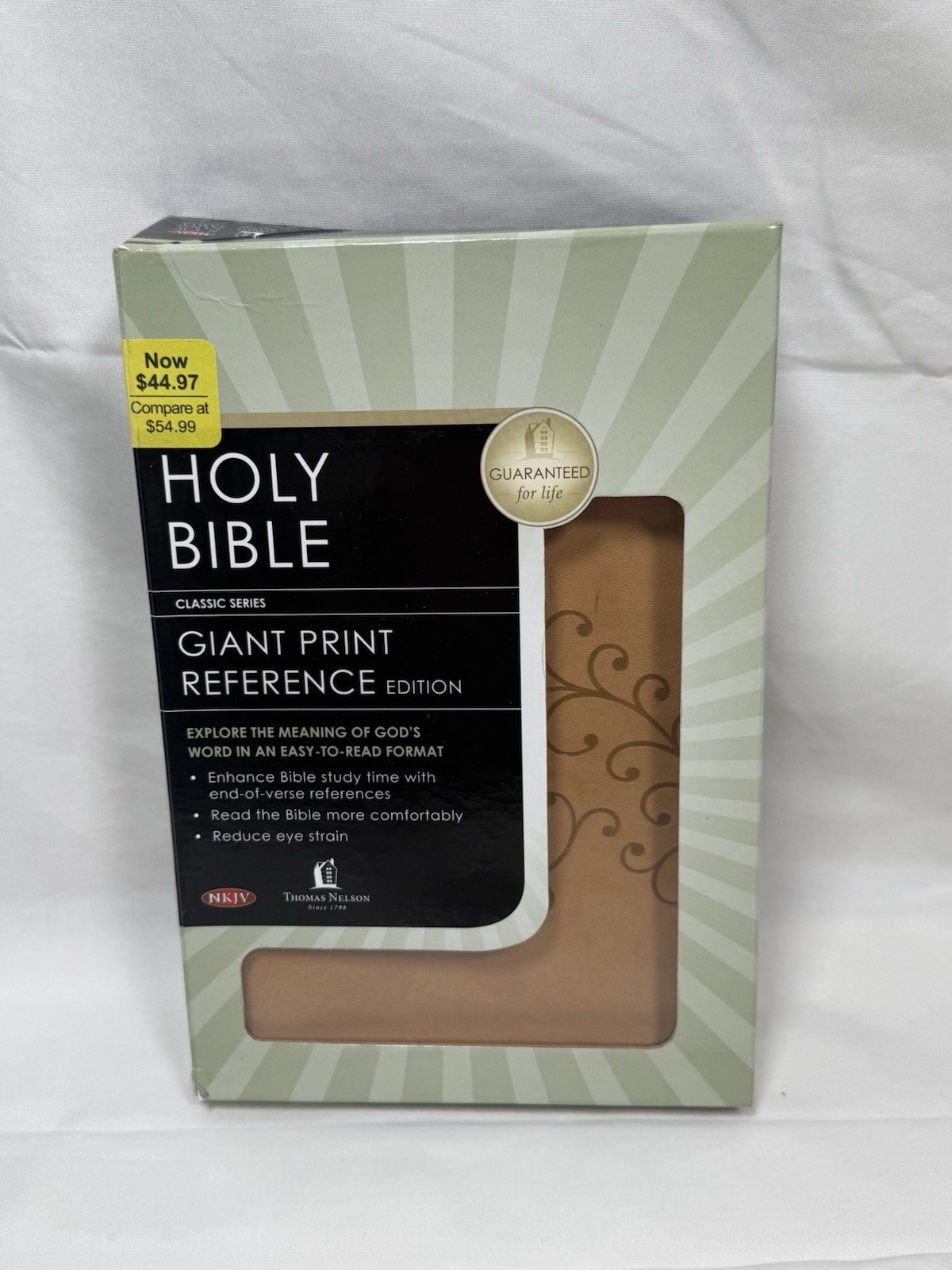 NKJV Holy Bible, Giant Print Reference Bible Brown Leather-Soft