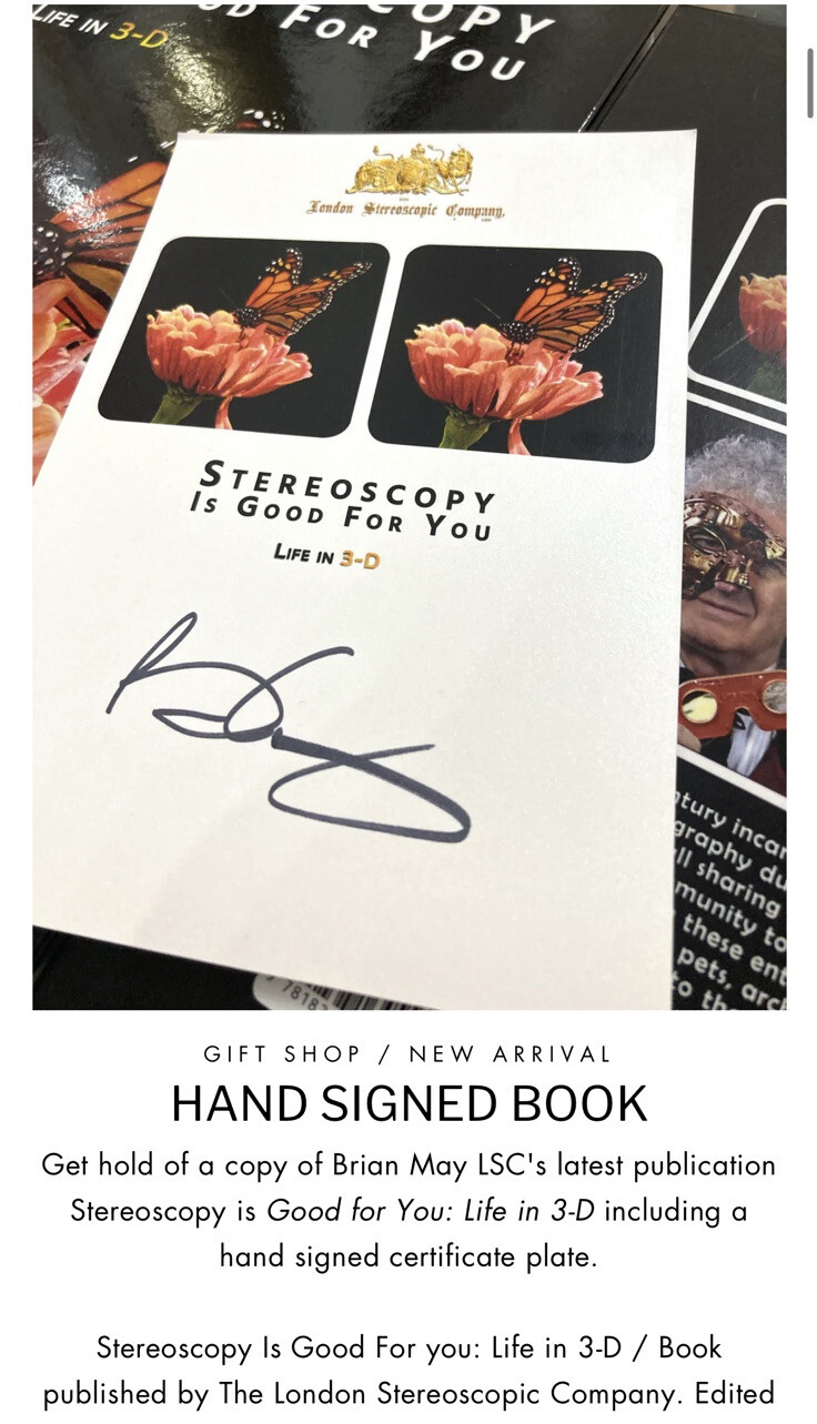 Brian May SIGNED AUTOGRAPHED Book Plate Steroscopy Is Good For You Queen