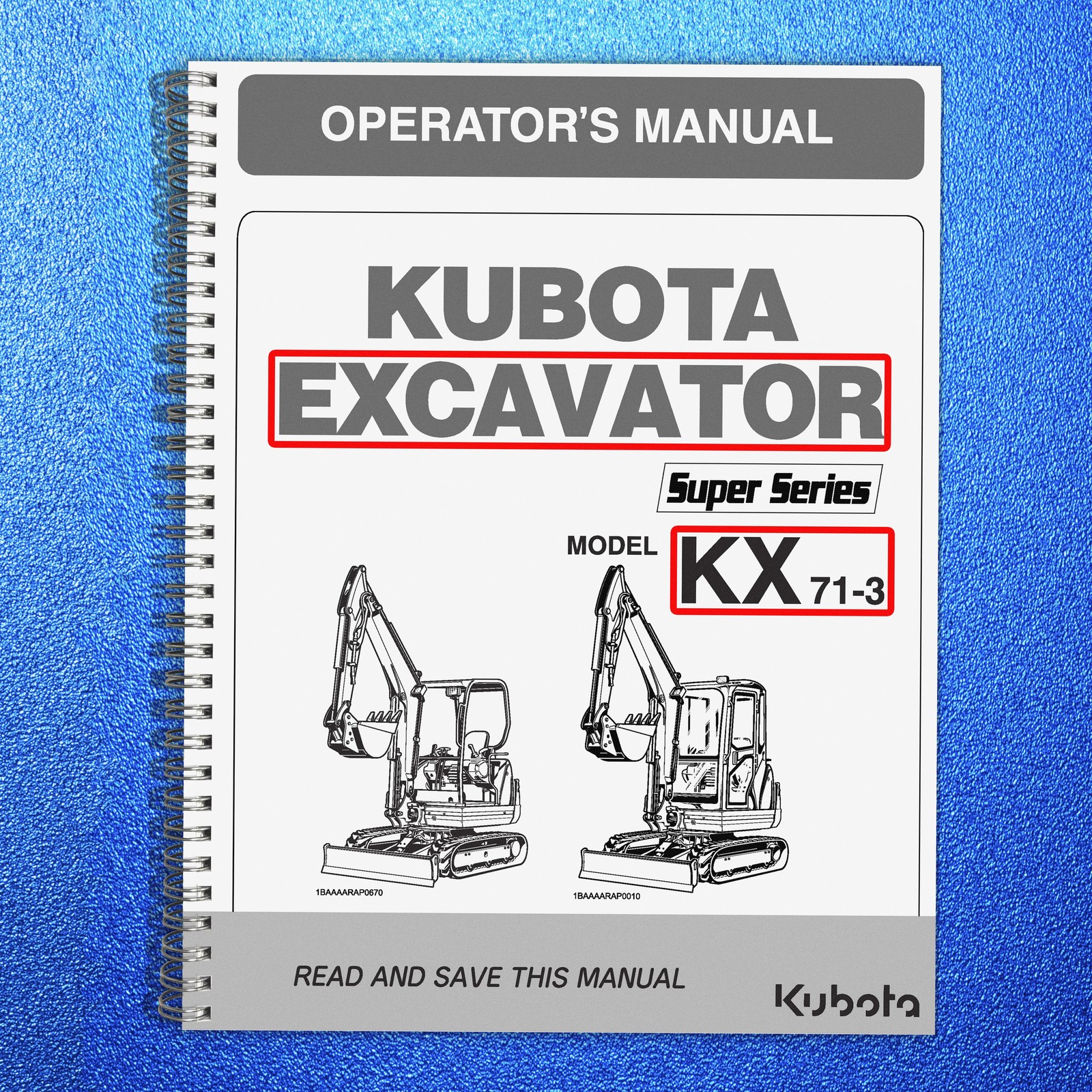 KUBOTA KX71-3 EXCAVATOR OPERATORS MANUAL – HEAVY-DUTY COIL BOUND – STURDY COVERS