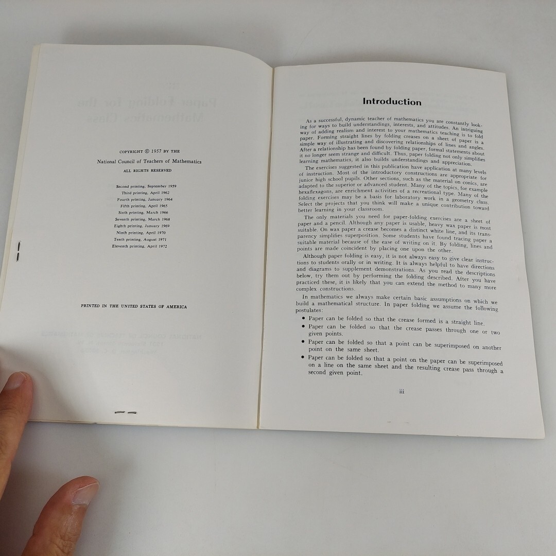 Paper Folding For The Mathematics Class Donovan A. Johnson 1972 11th Printing