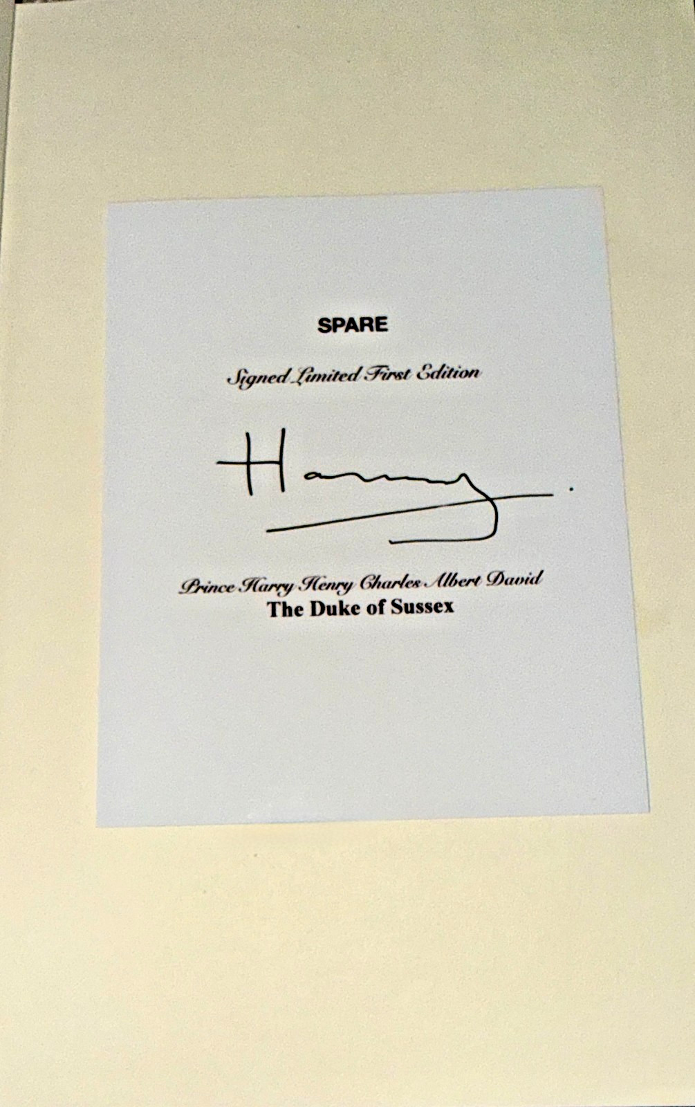 SIGNED Prince Harry SPARE BOOK Royal Family Autobiography Hardcover Book 📚w/COA