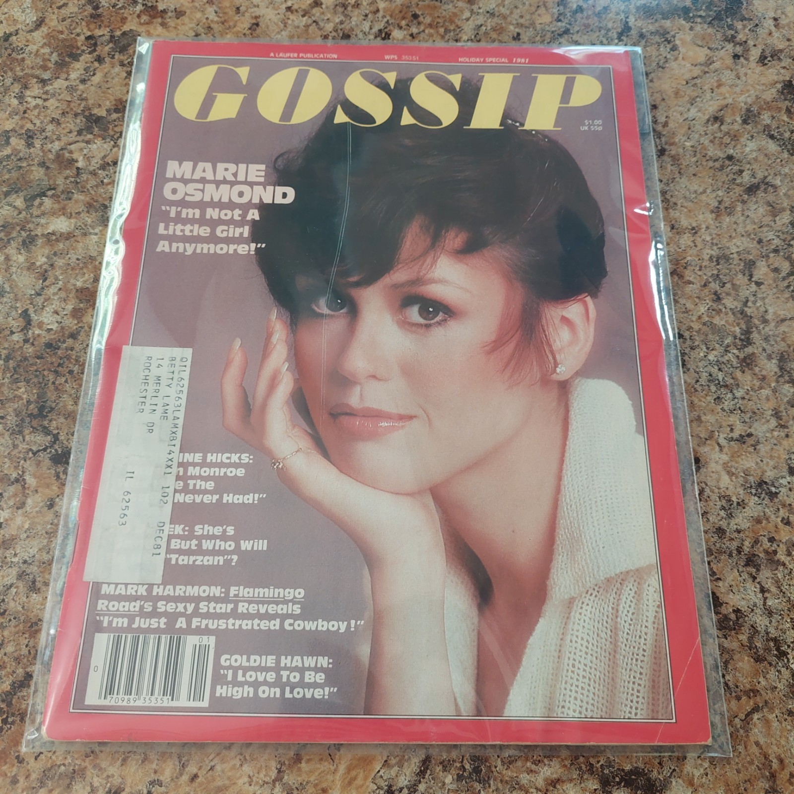 Gossip Magazine Holiday 1981 Marie Osmond, Mark Harmon, Goldie Hawn