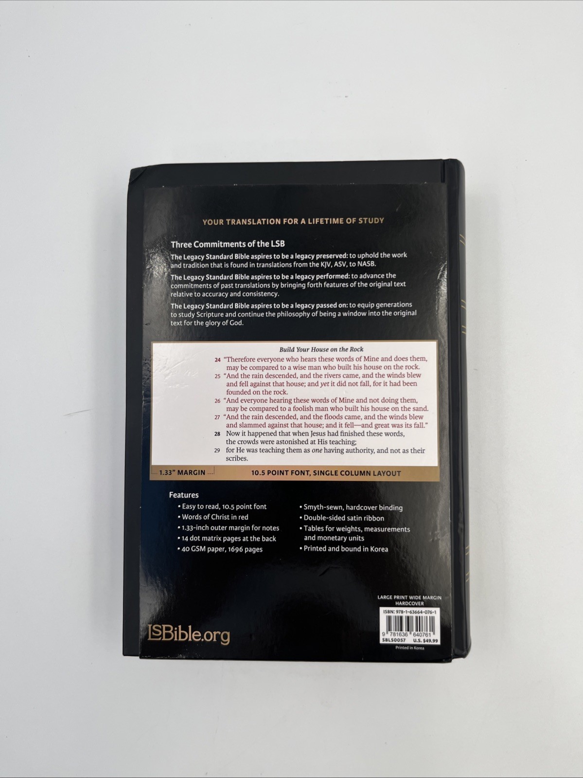 LSB Large Print Wide Margin Black Hardcover : Legacy Standard Bible by Steadfast