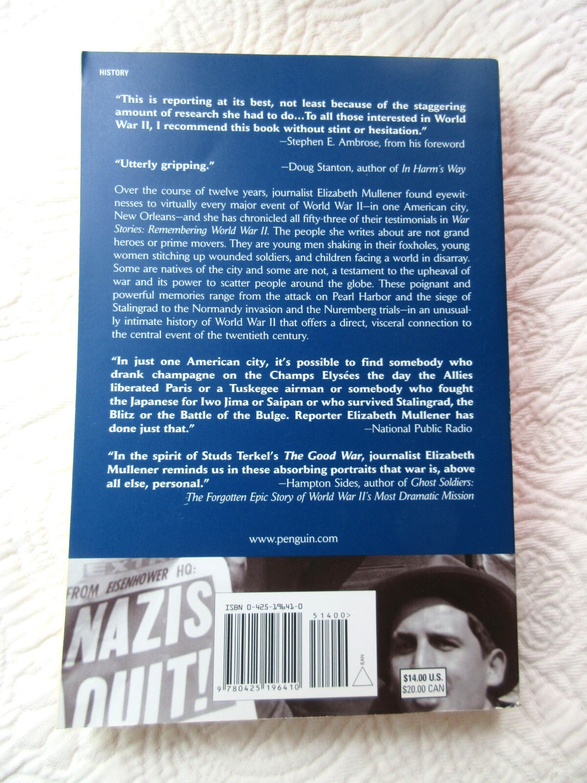 WAR STORIES REMEMBERING WORLD WAR II ELIZABETH MULLENER PB 2002 332 PAGE BERKLEY
