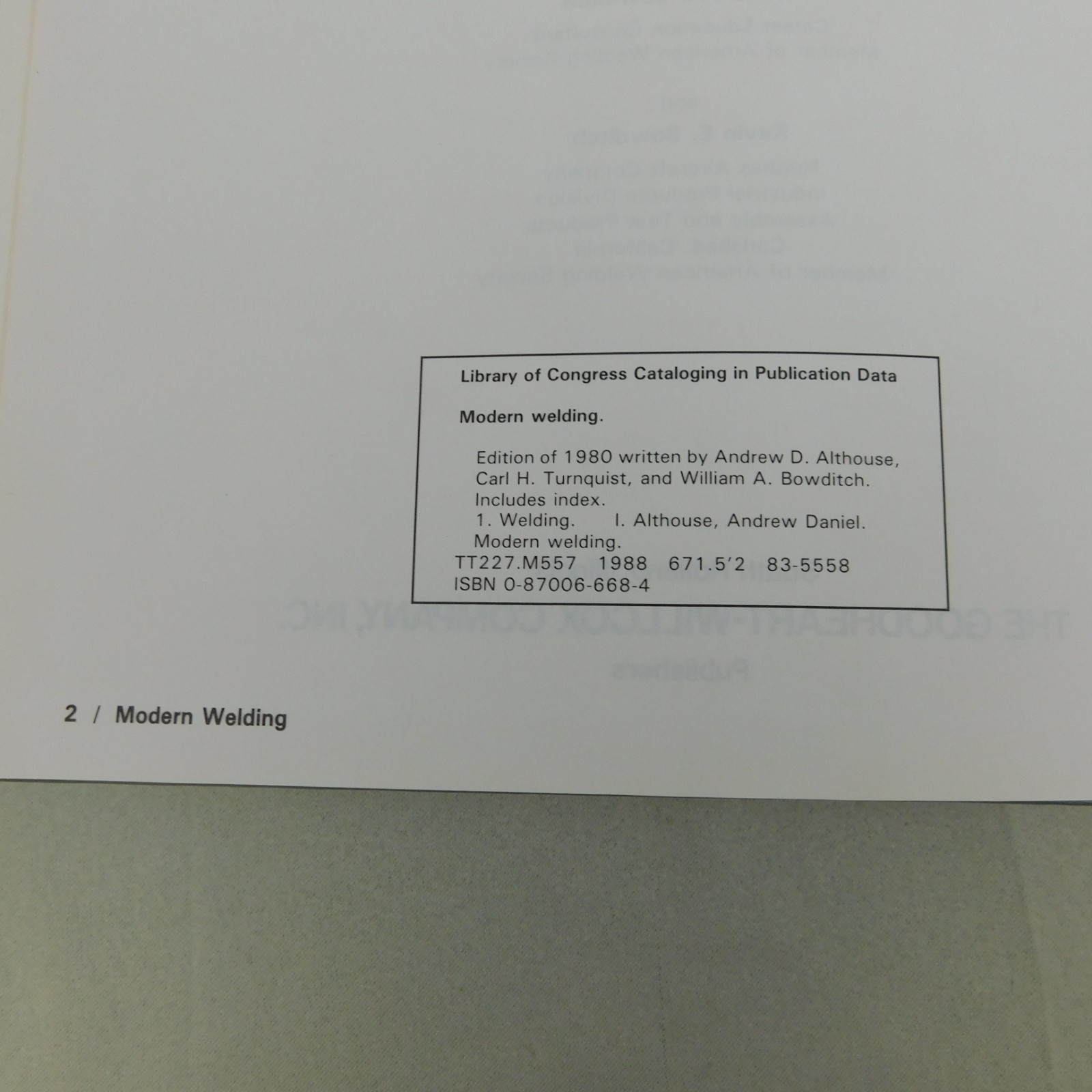 Modern Welding Althouse Turnquist Bowditch 1988 Vintage Hardcover