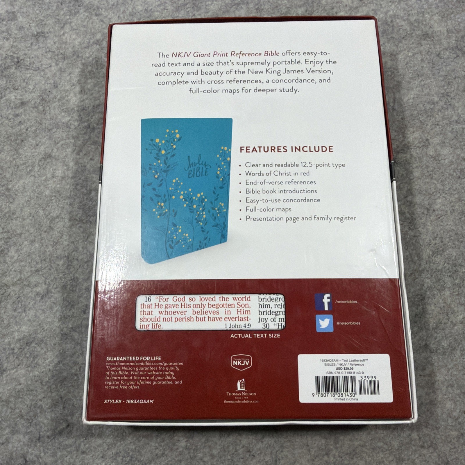 Thomas Nelson Giant Print Holy Bible (NKJV) – Aqua