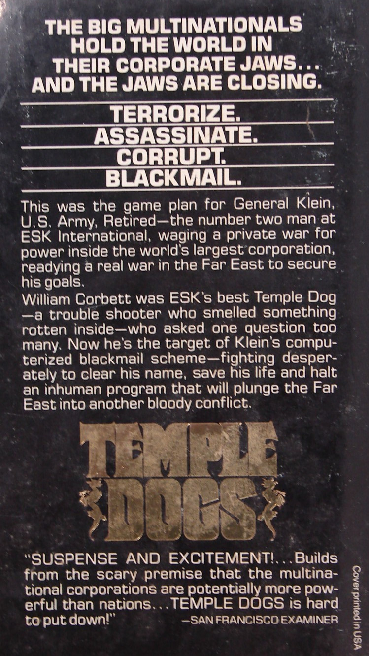 Temple Dogs by Robert Duncan (1978), , Thriller, PB, 6368